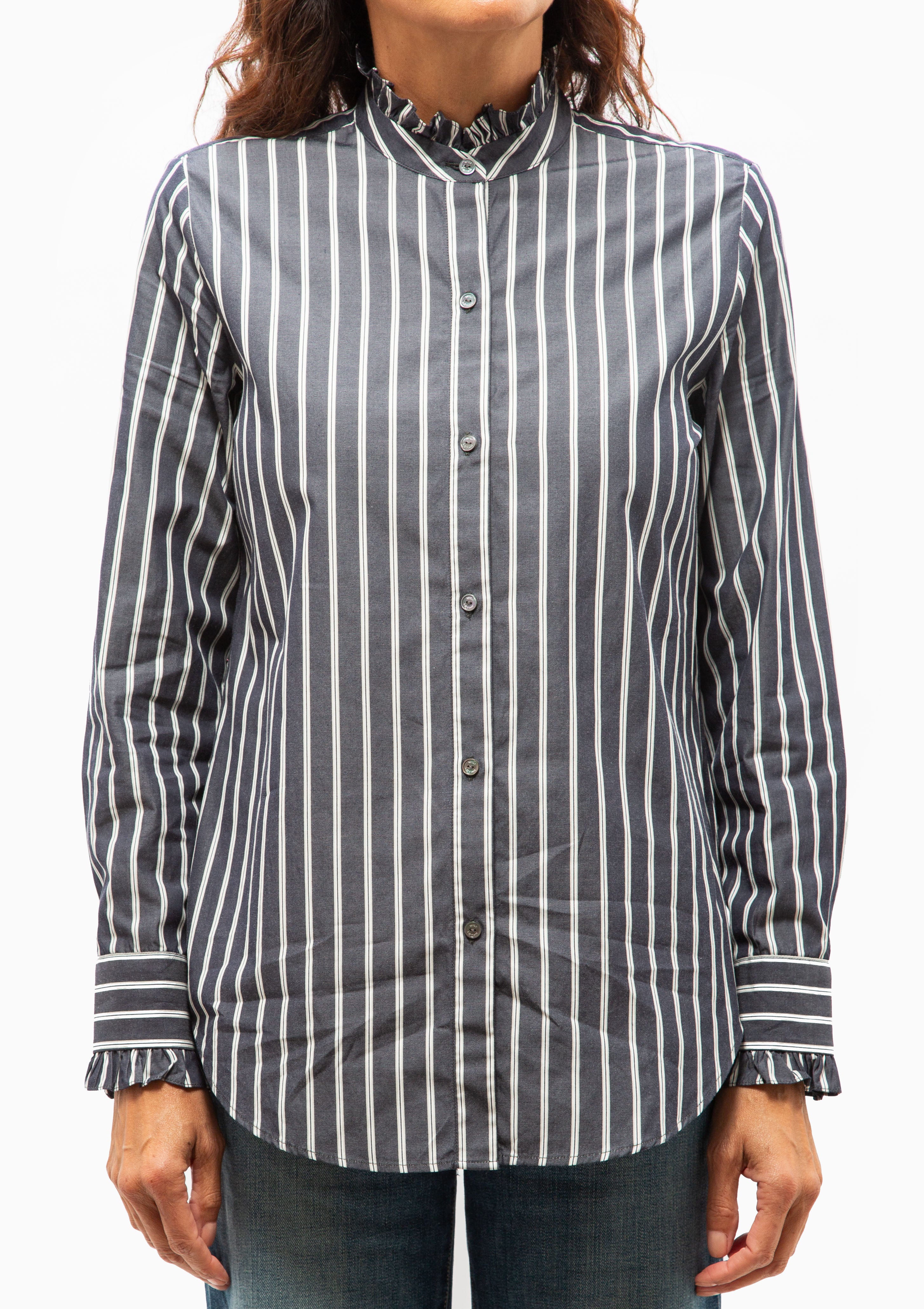 Lydia Shirt | Charcoal Stripe