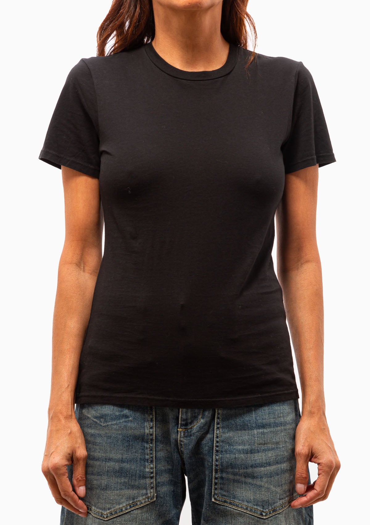 Nili Lotan Mariela Crewneck Tee in black. Available at Diani