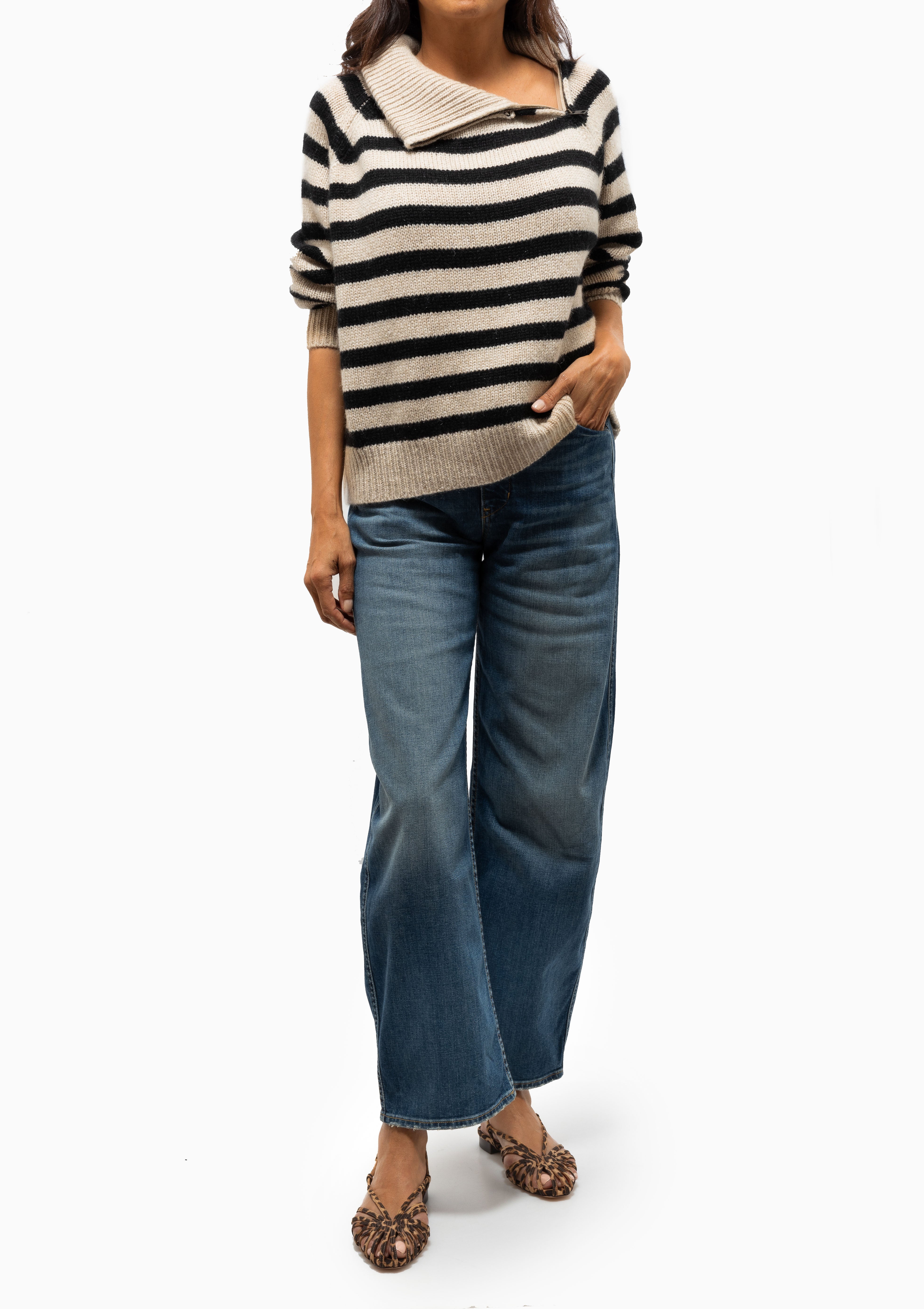 Raelynn Stripe Sweater | Parchment/Black Stripe