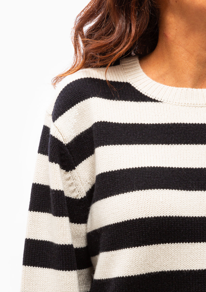 Trina Sweater | Ivory/Dark Navy Stripe