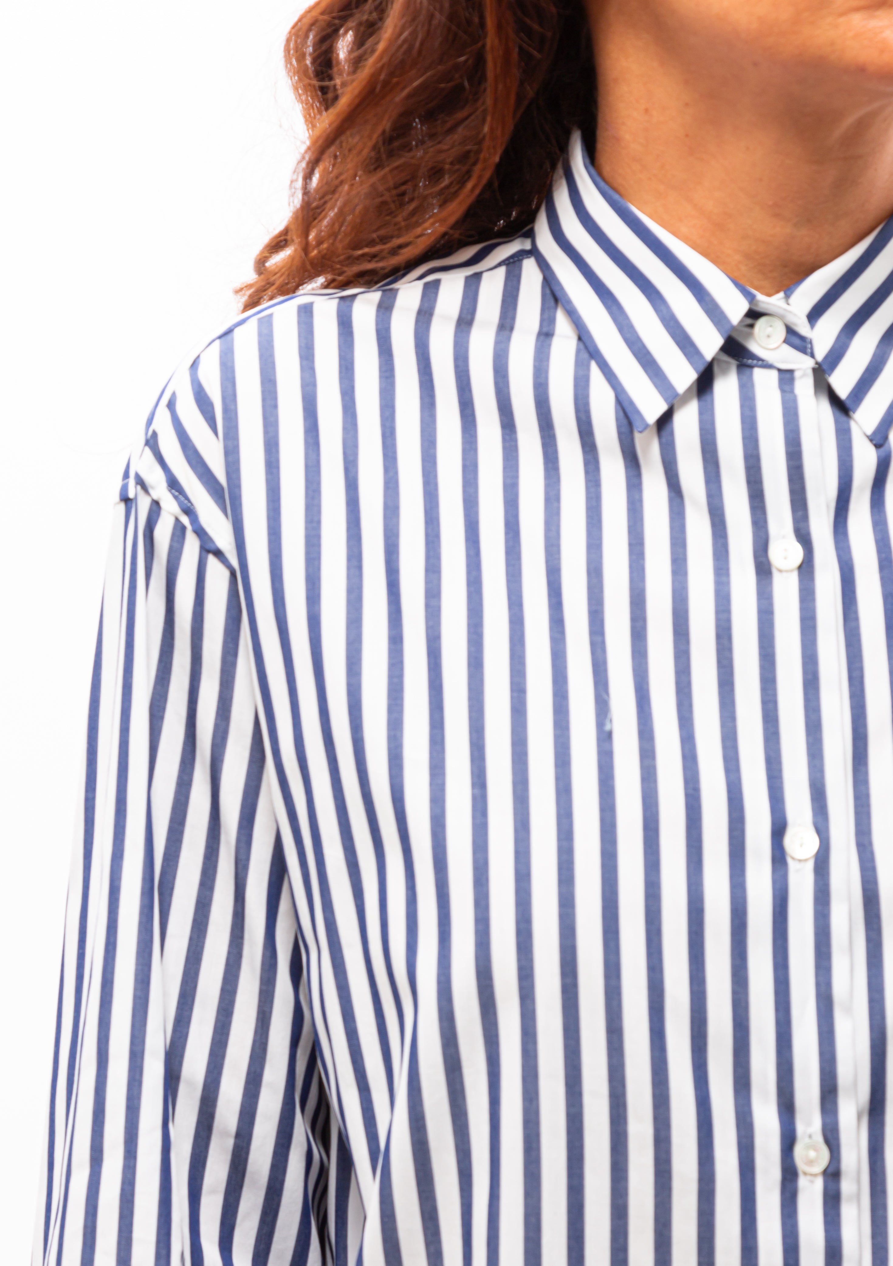 Yorke Shirt | Large Dark Navy/White Stripes