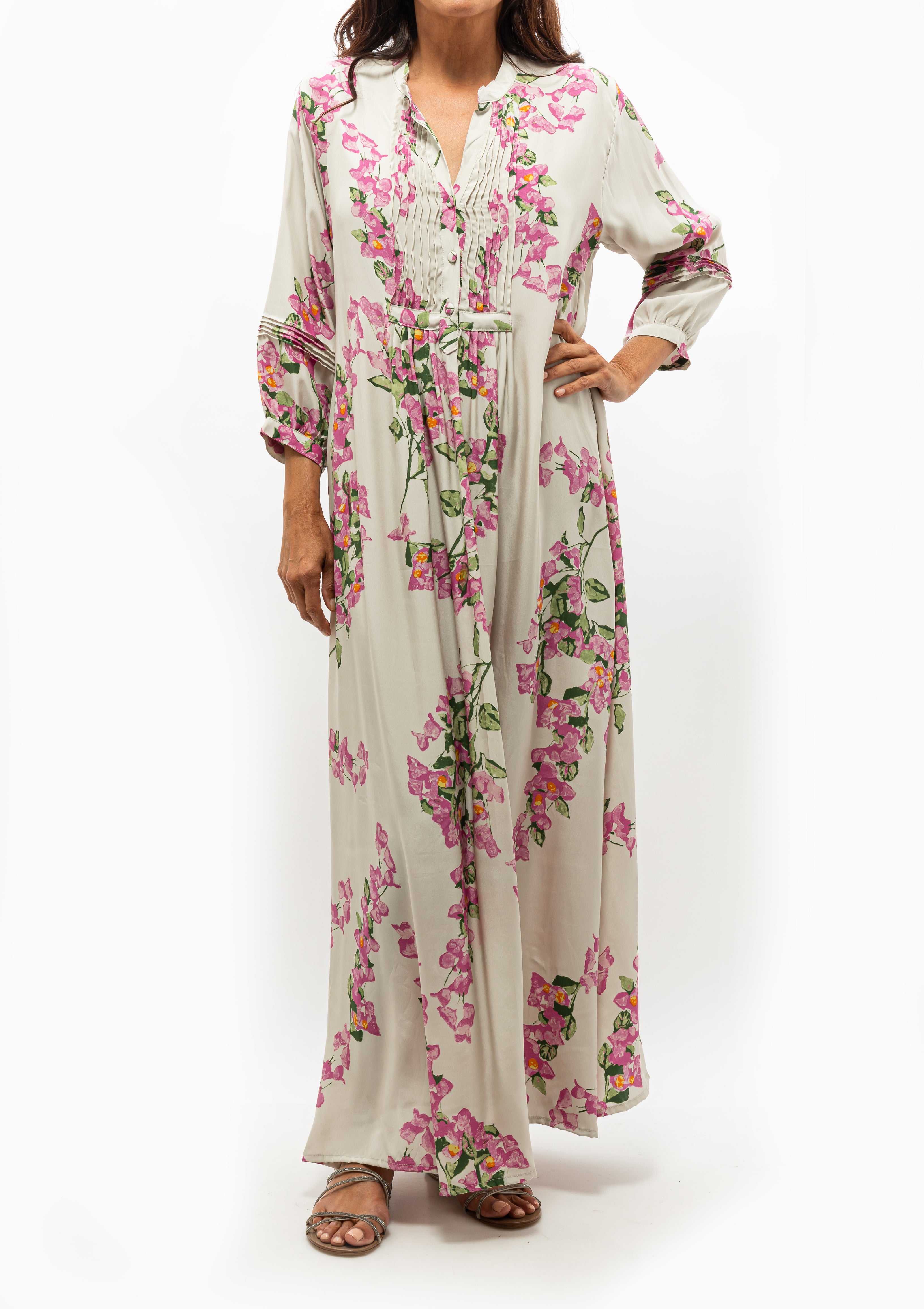 Elegant Sammie Dress by Natalie Martin in Bougainvilla Mother of Pearl, shop at Diani Boutique.
