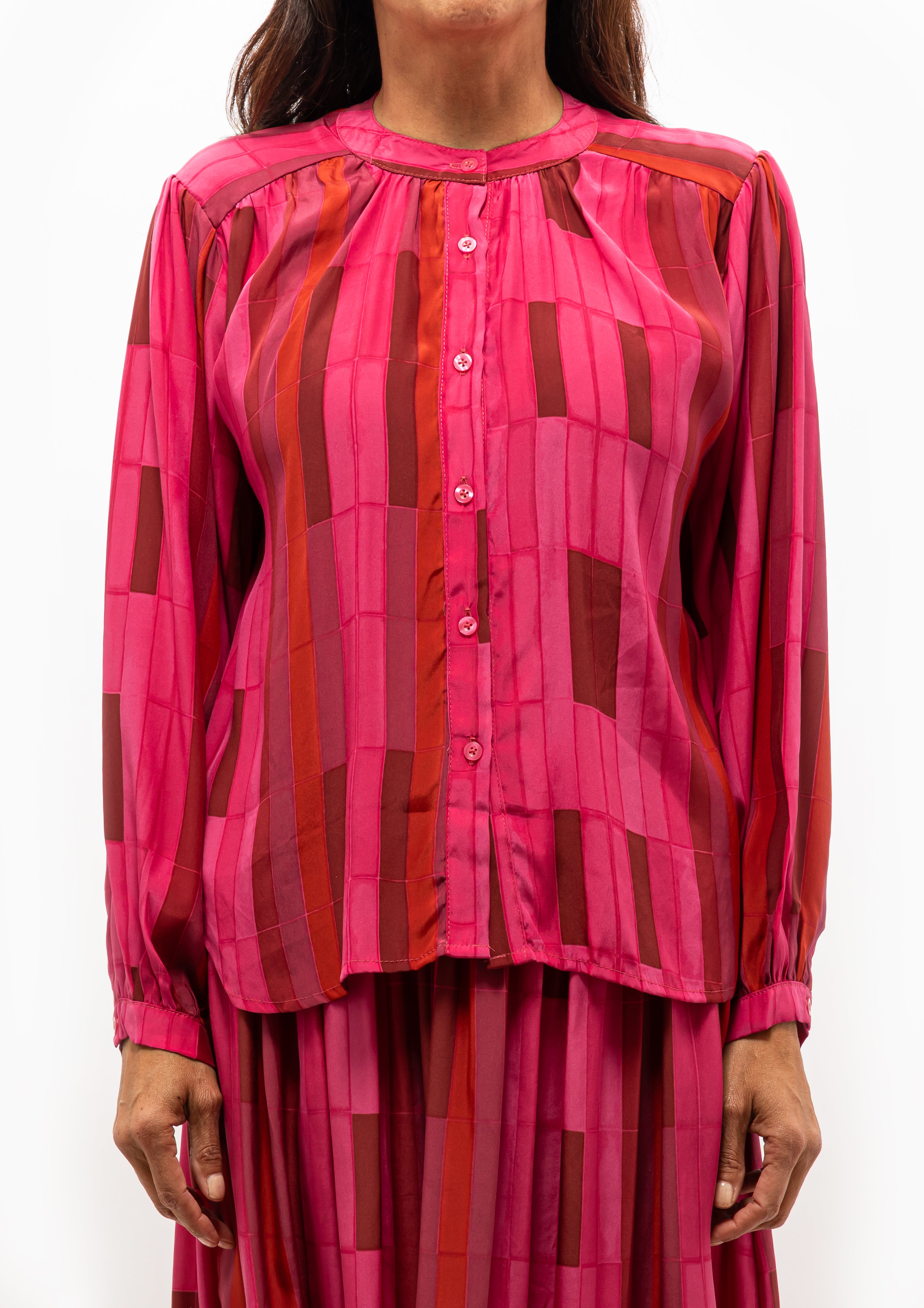 Relaxed-fit Tolan Shirt in Sea Glass Cotton Pink by Natalie Martin, now at Diani Boutique.