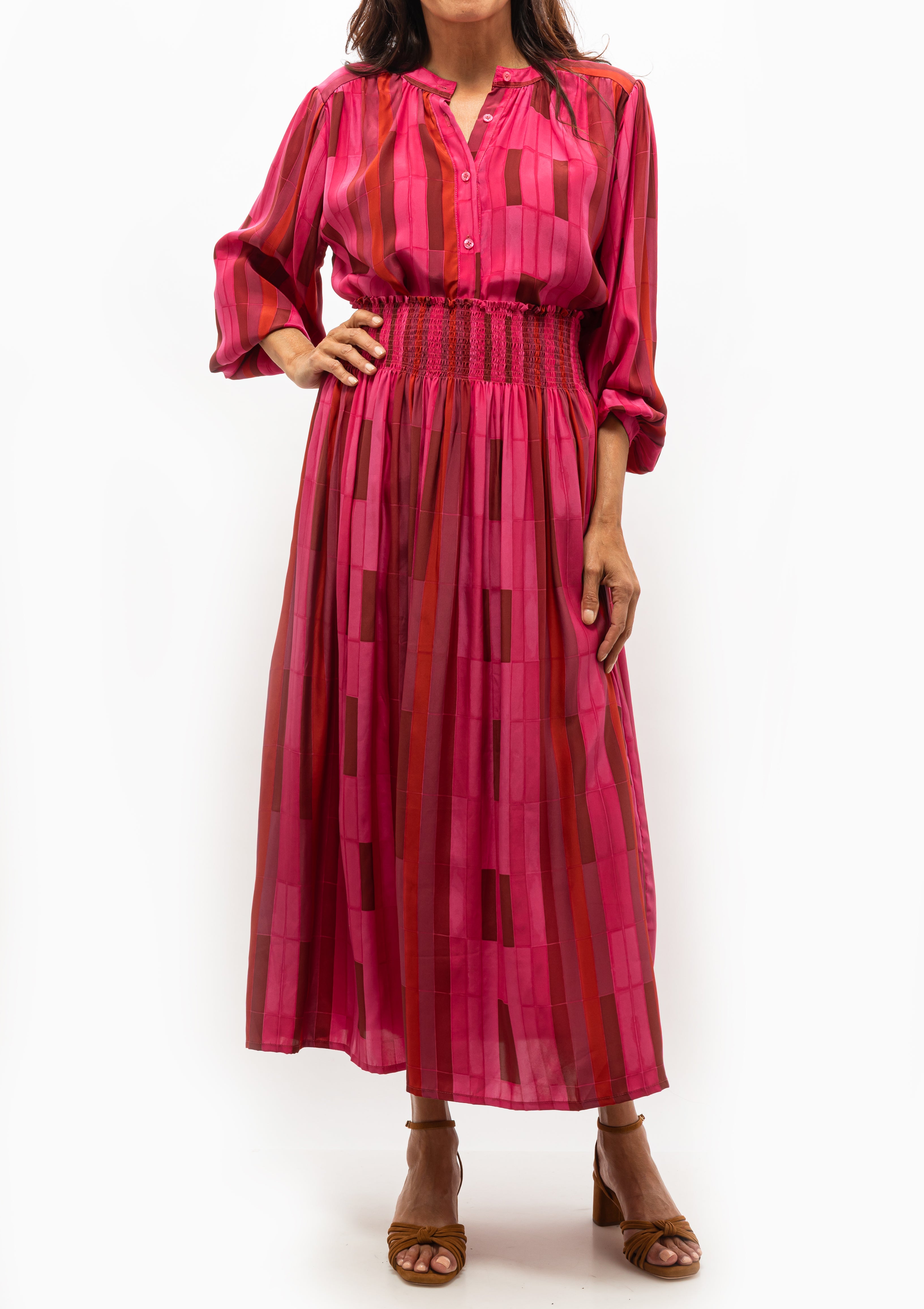 Light and airy Tolan Shirt by Natalie Martin in Sea Glass Cotton Pink, shop at Diani Boutique.