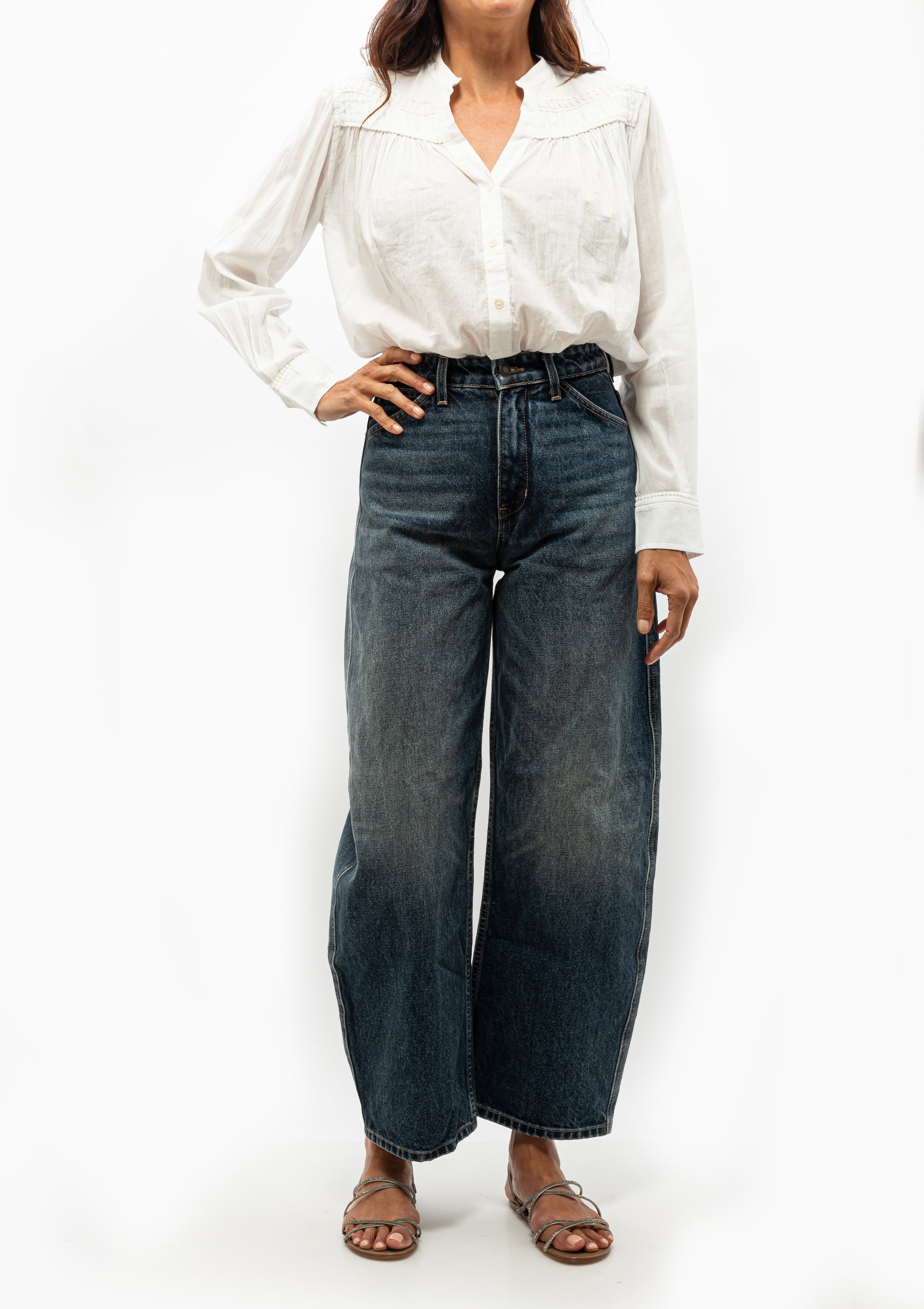 Nili Lotan's Clarys Top in Ivory. Relaxed pullover blouse in Indian cotton voile. Available at Diani Boutique.