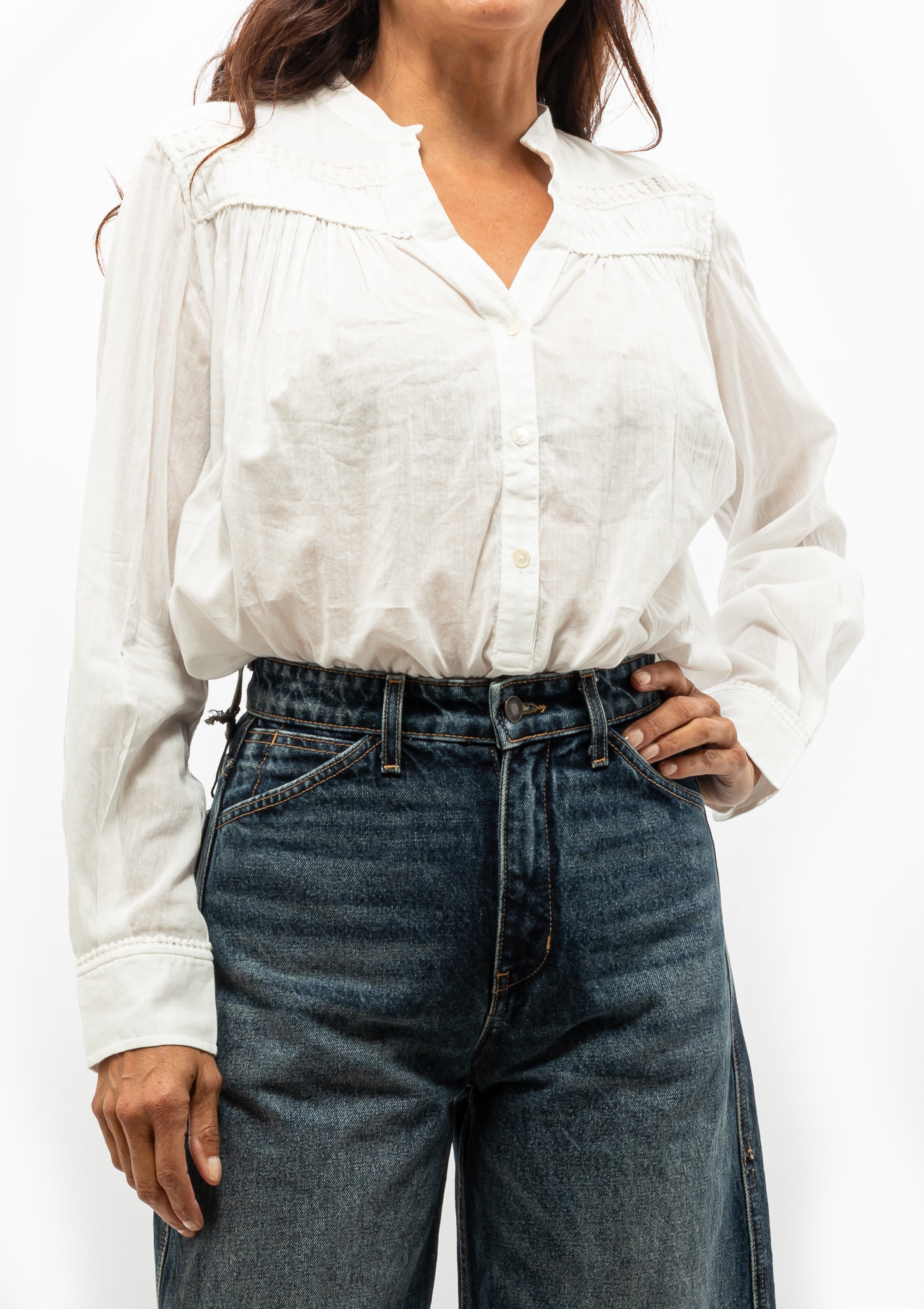 Nili Lotan's Clarys Top in Ivory. Relaxed pullover blouse in Indian cotton voile. Available at Diani Boutique.