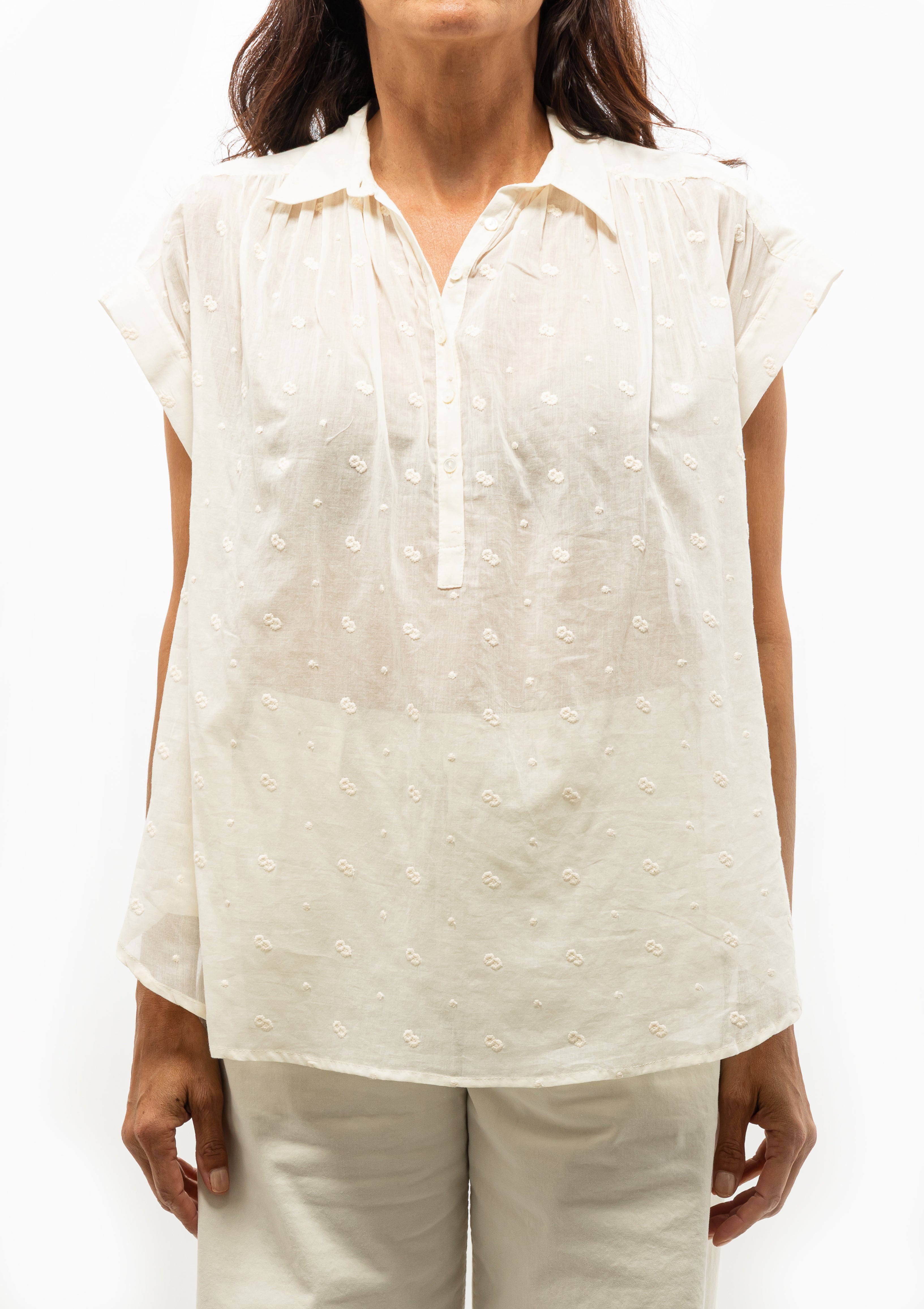 Normandy Blouse by Nili Lotan in Ivory with a shirttail hem - Available at DIani Boutique.