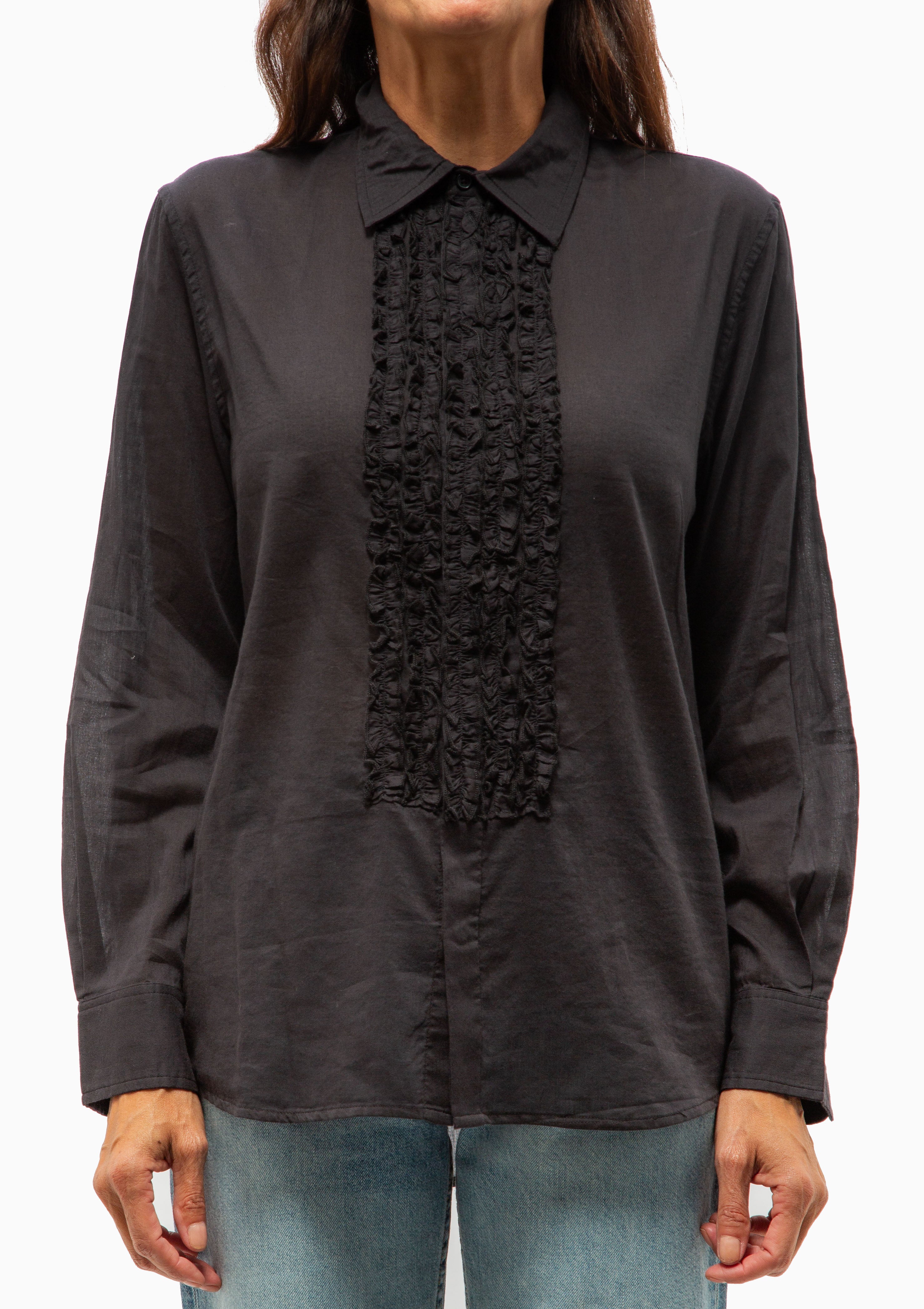 Nathael Ruffle Shirt | Midnight