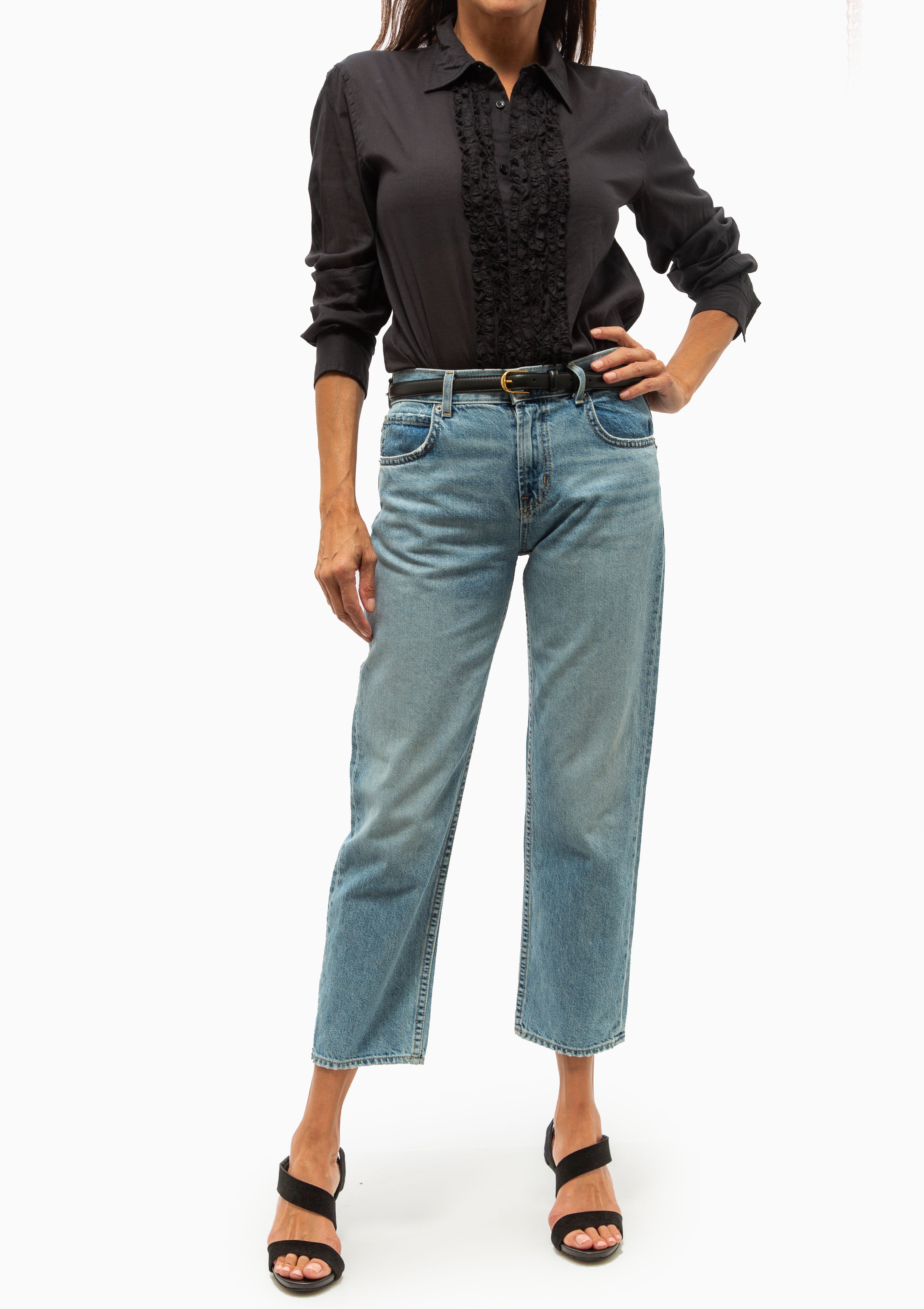 Nathael Ruffle Shirt | Midnight
