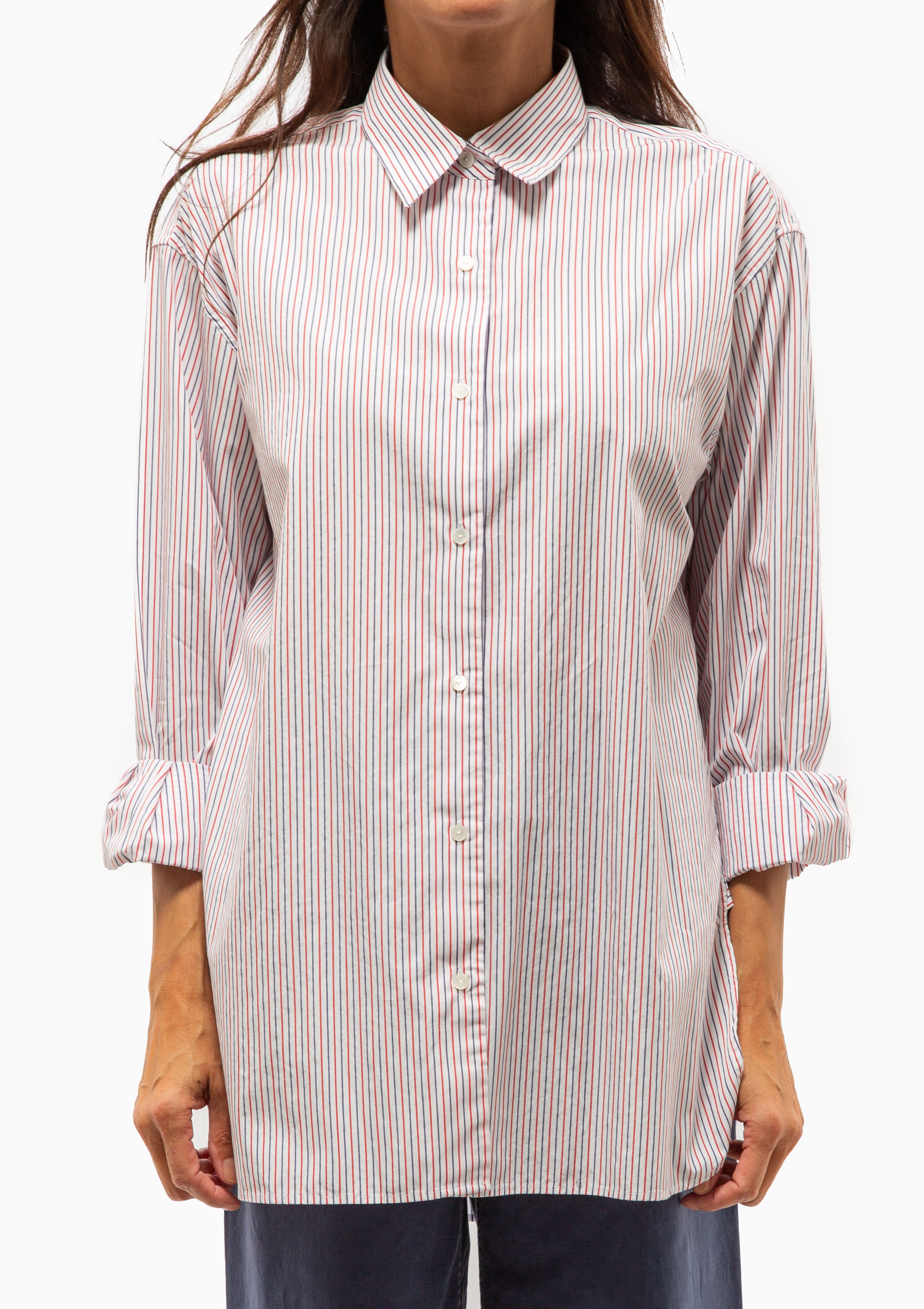 Yorke Shirt | Red/Blue Stripe