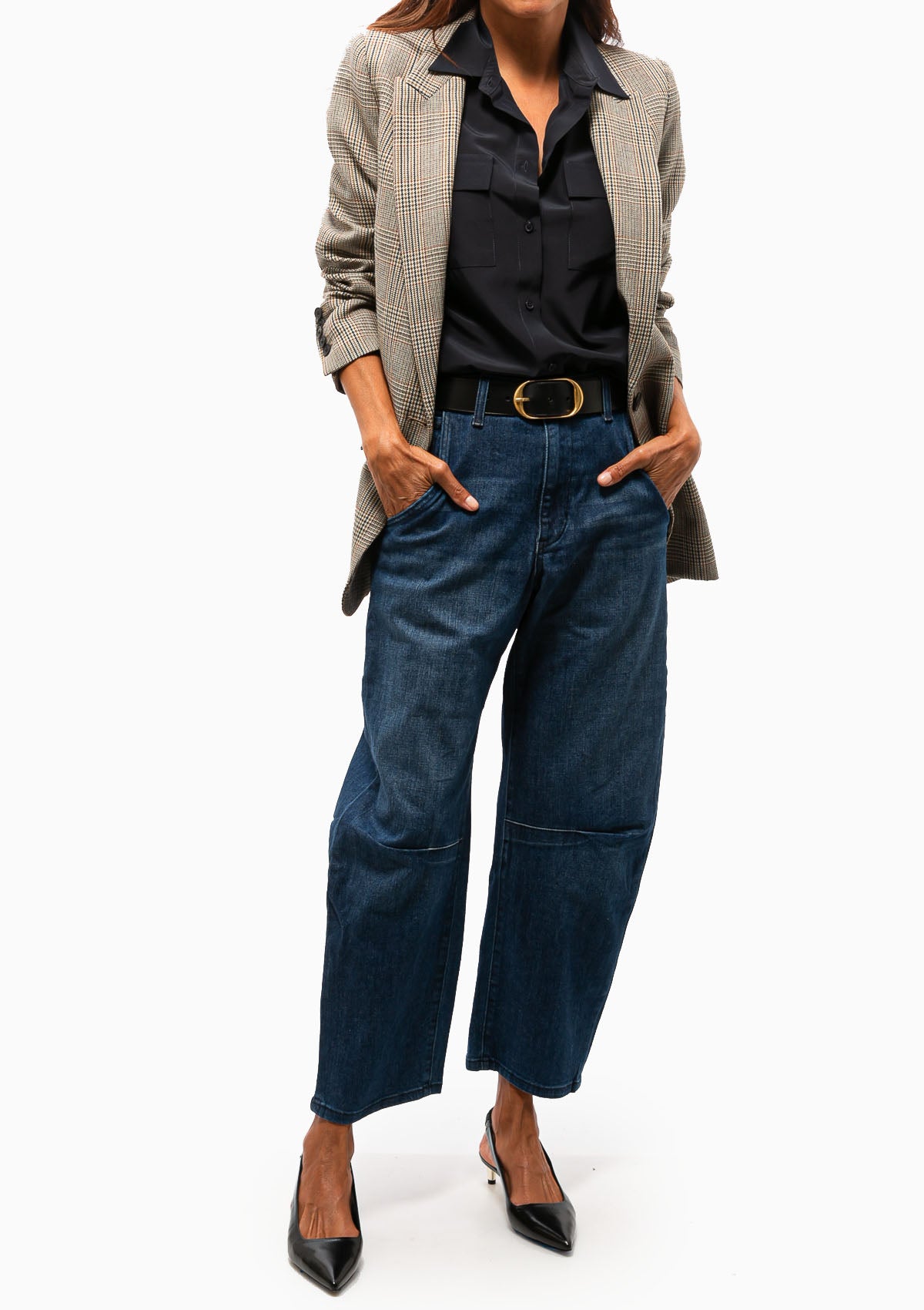 Diane Blazer | Black/Khaki Plaid