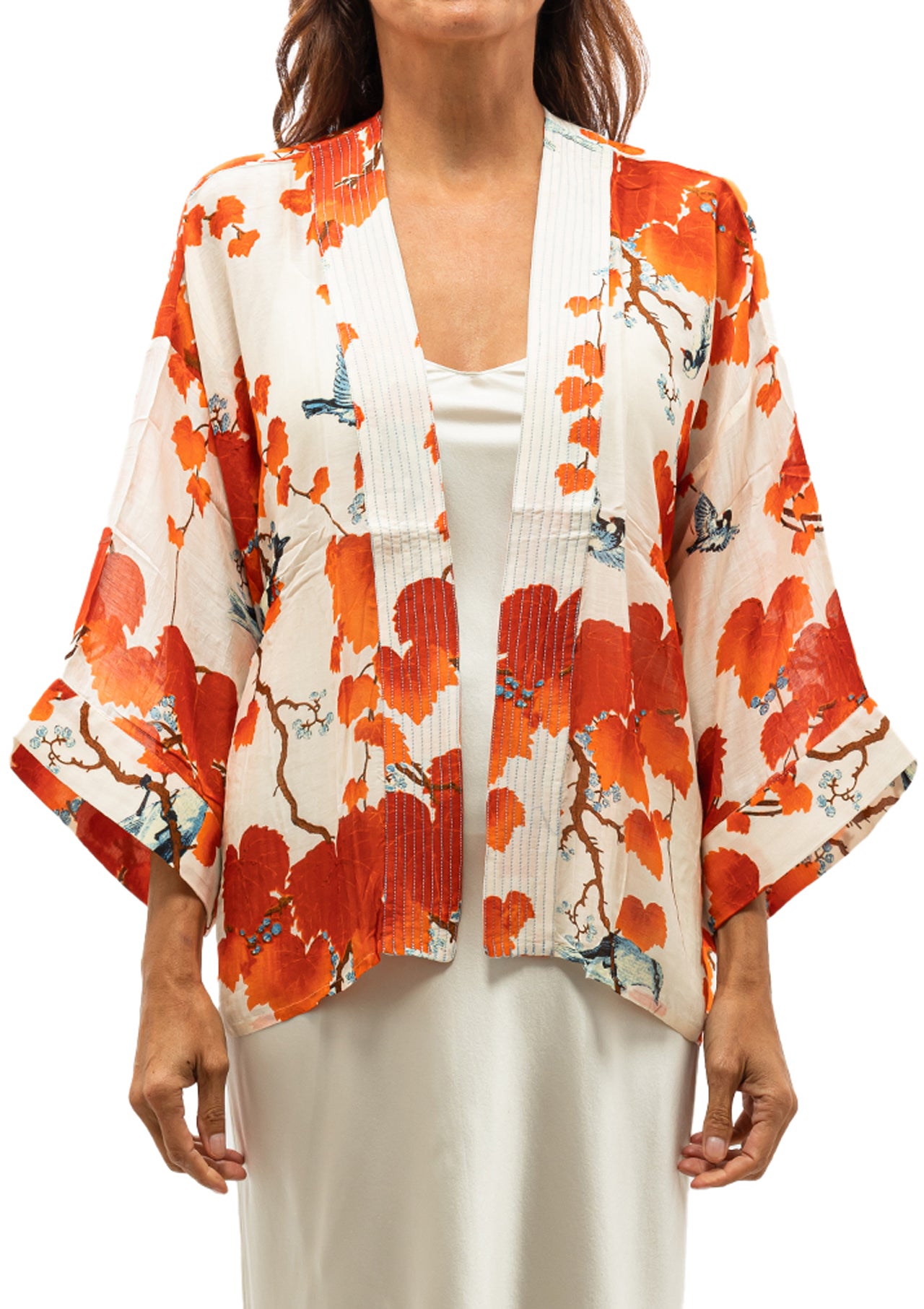 Blossom Branch Short Kimono Red