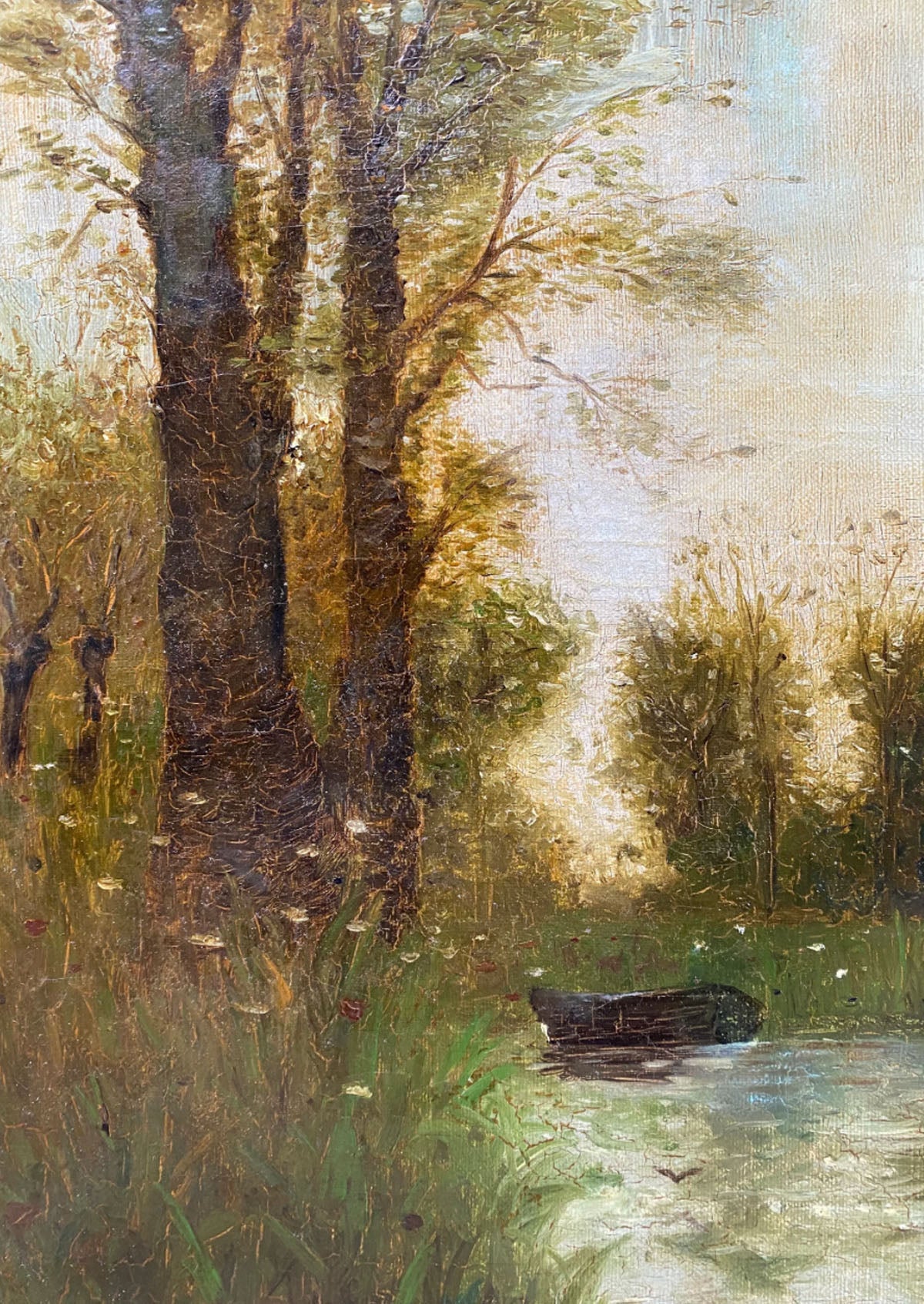 Original Antique Dutch Lake Landscape Oil Painting | 10"x14"