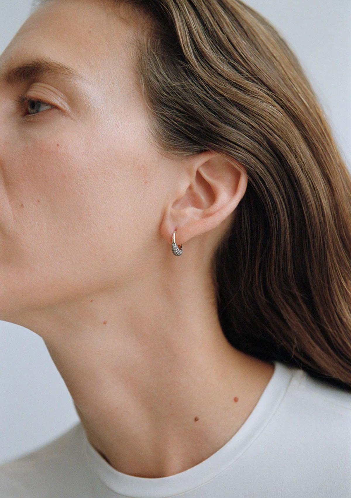 9kt Small Midnight Diamond Rhodium Roscida Drop Hoops | Gold