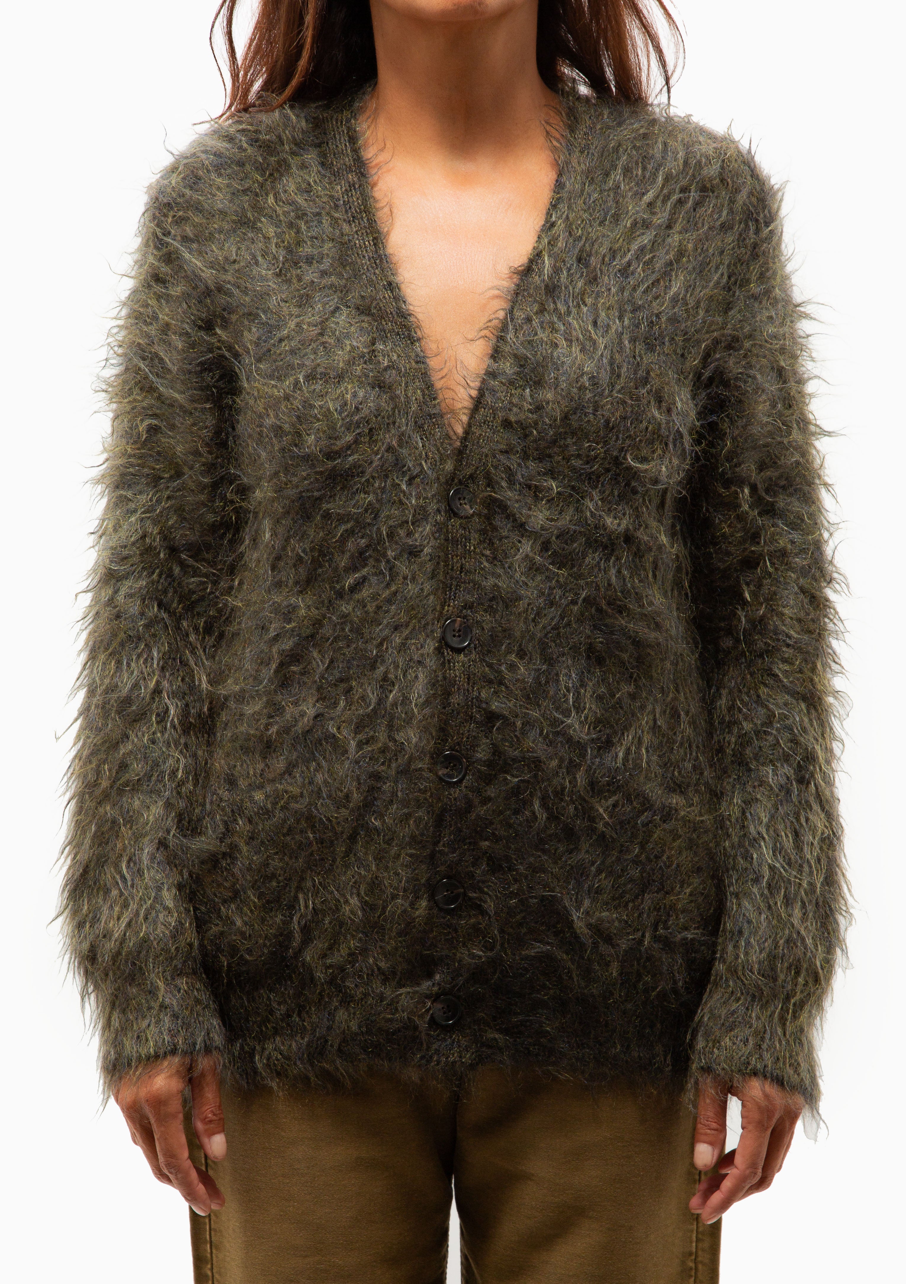 Boyfriend Cardigan | Heather Olive Green