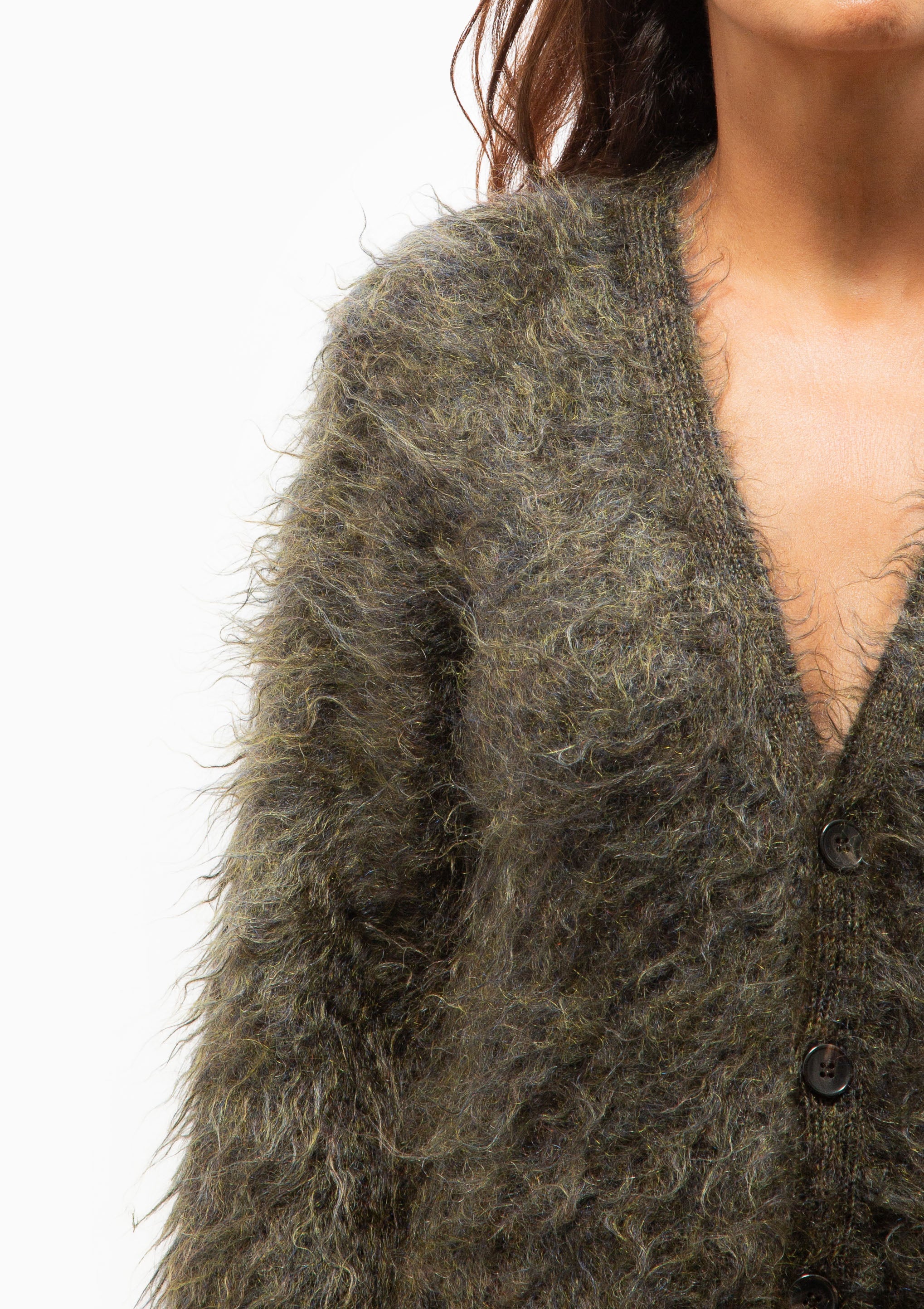 Boyfriend Cardigan | Heather Olive Green