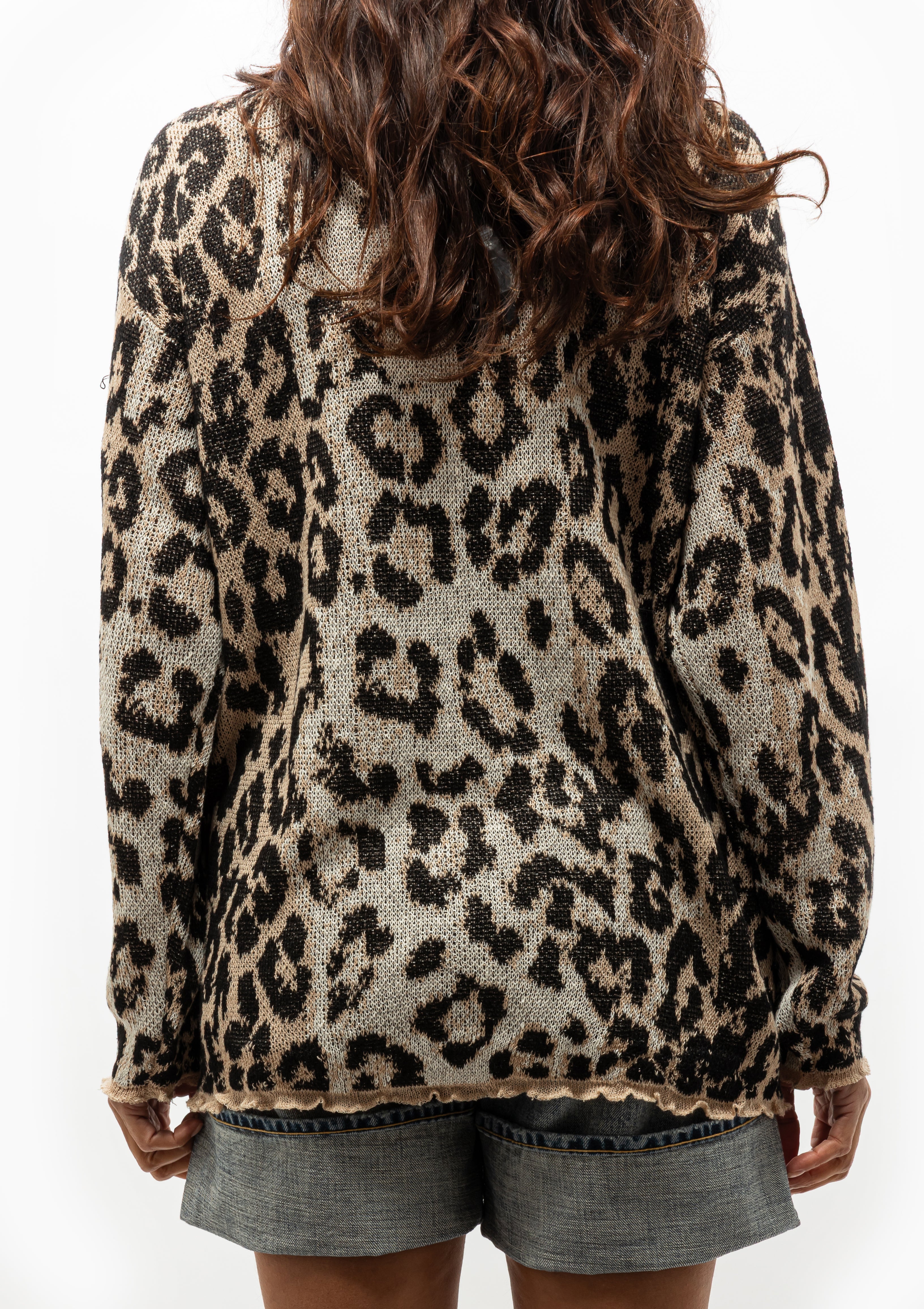 Boyfriend Cardigan | Light Leopard Jacquard