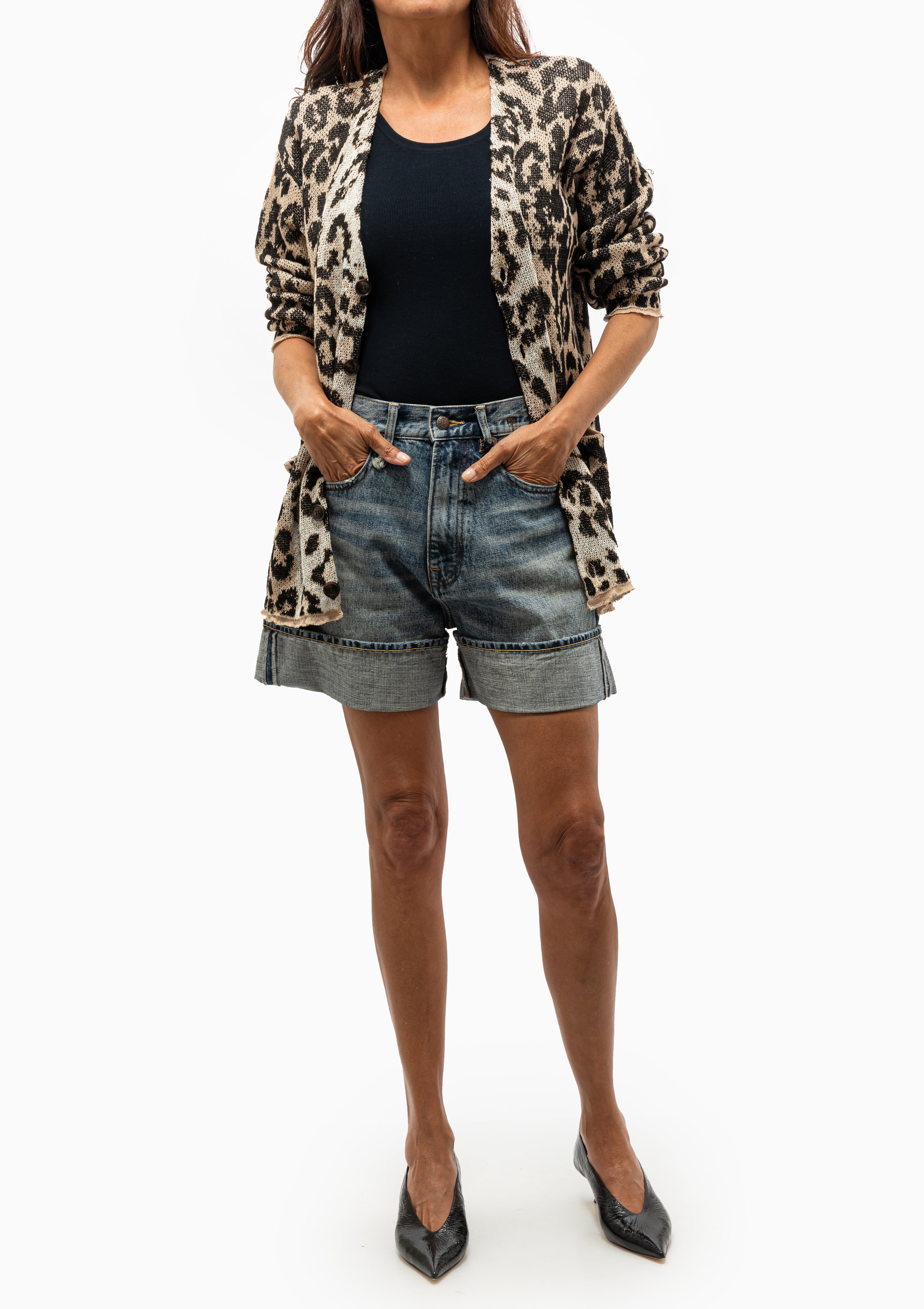 Boyfriend Cardigan | Light Leopard Jacquard