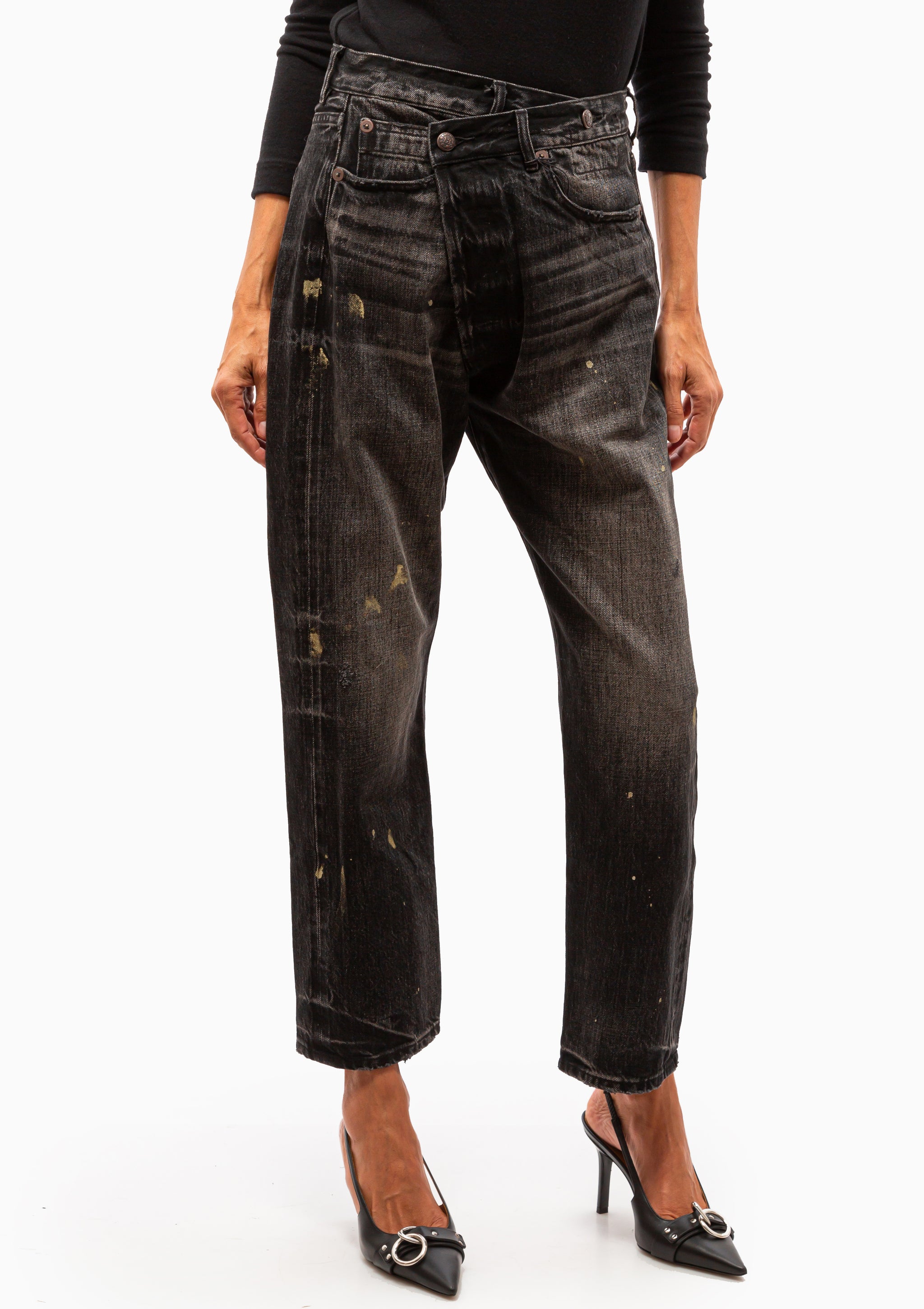 R13 | Crossover Jean | Eton Black Selvedge Gold