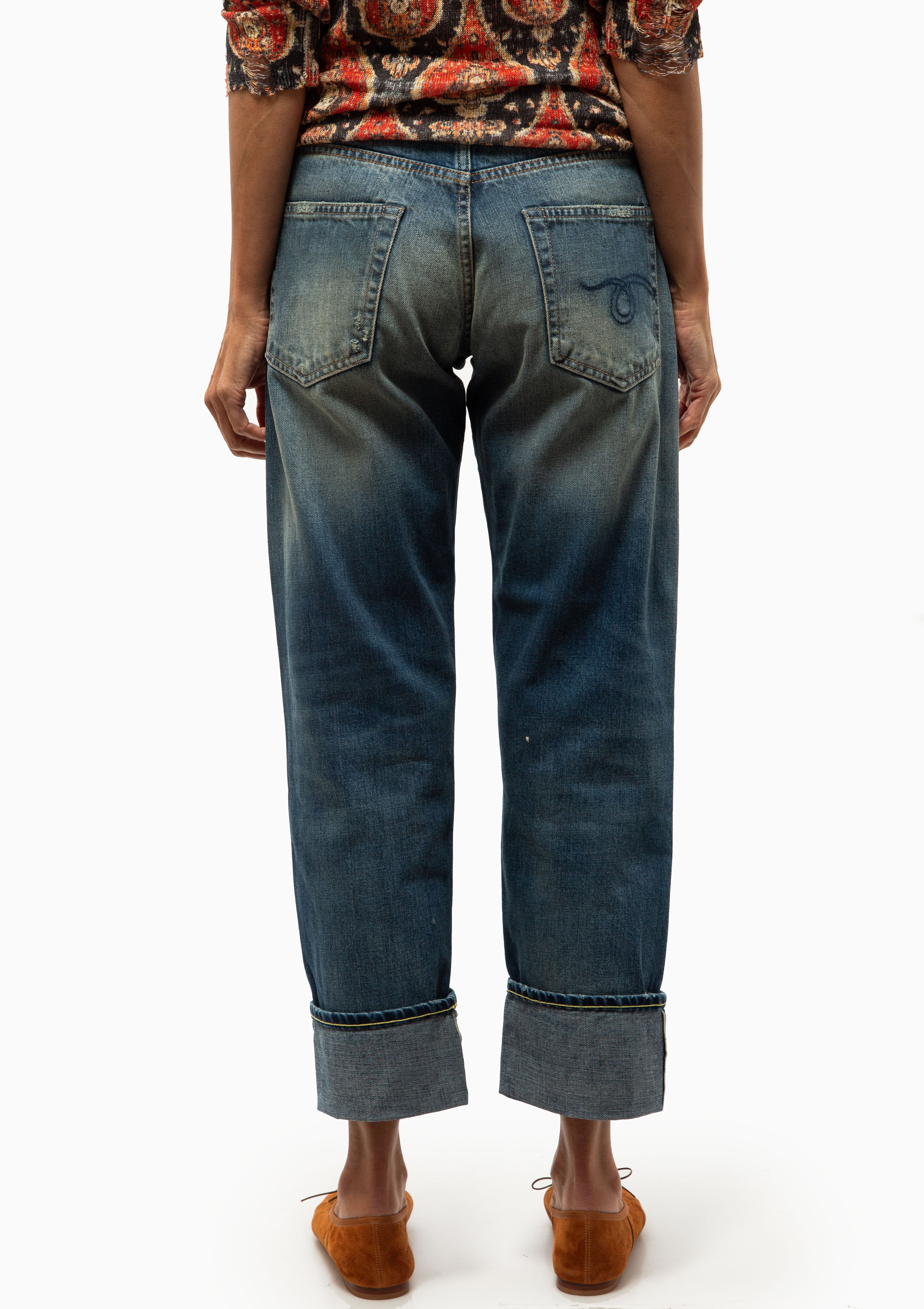 Cuffed Boyfriend Jean | Abyss Selvedge Blue