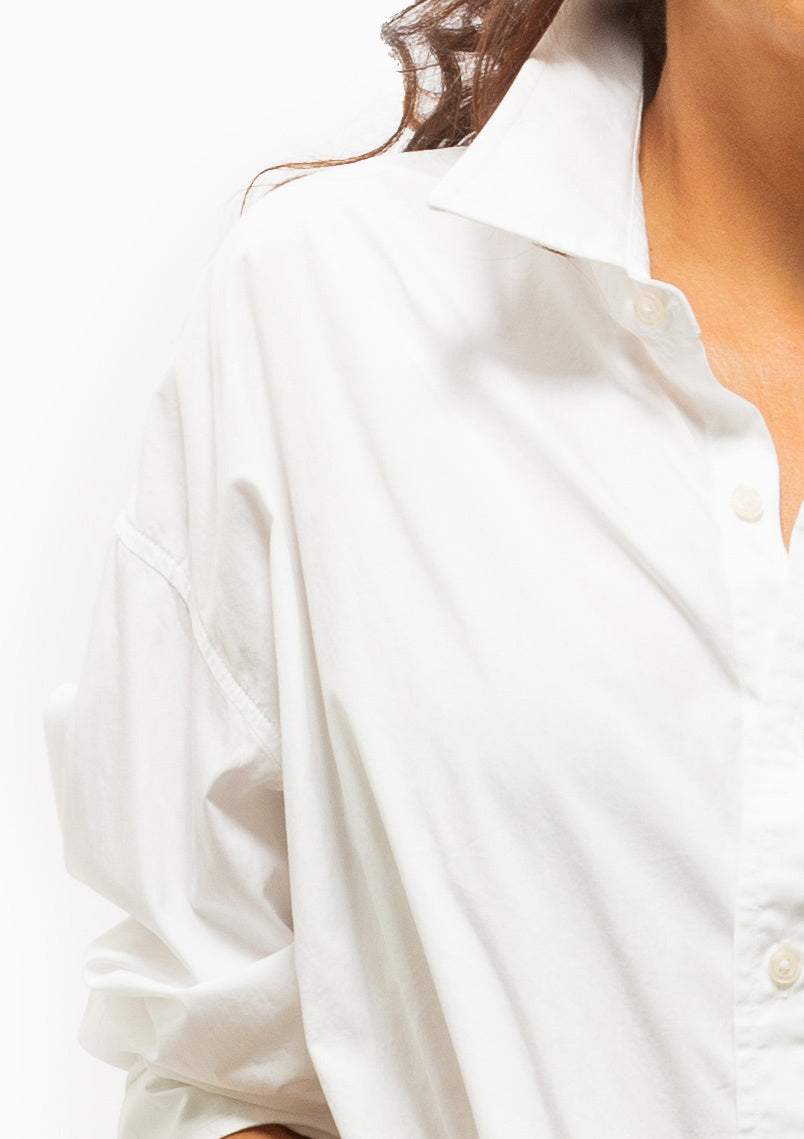 Drop Neck Oxford Shirt | White