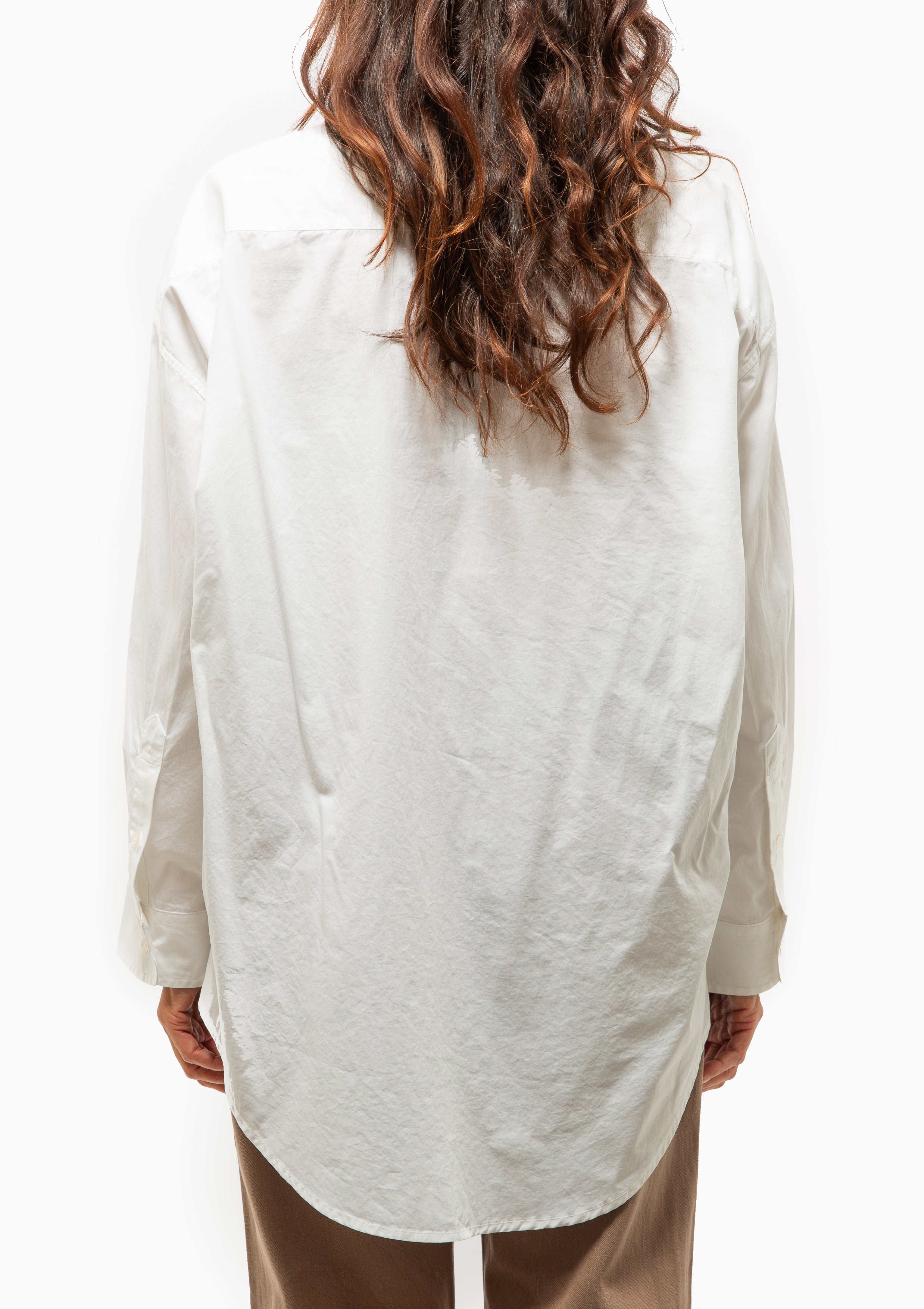 Drop Neck Oxford Shirt | White