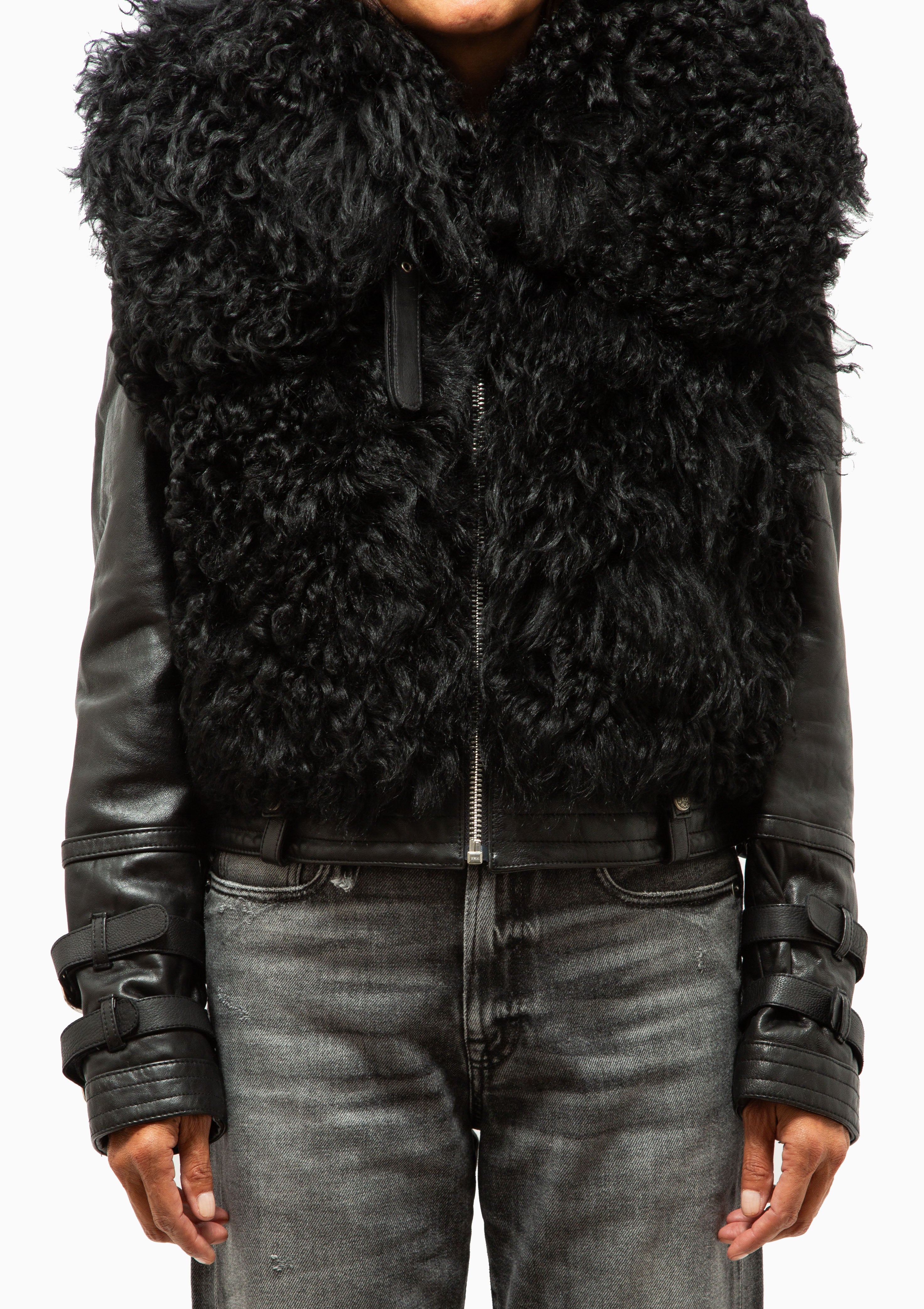 Furry Shrunken Jacket | Black