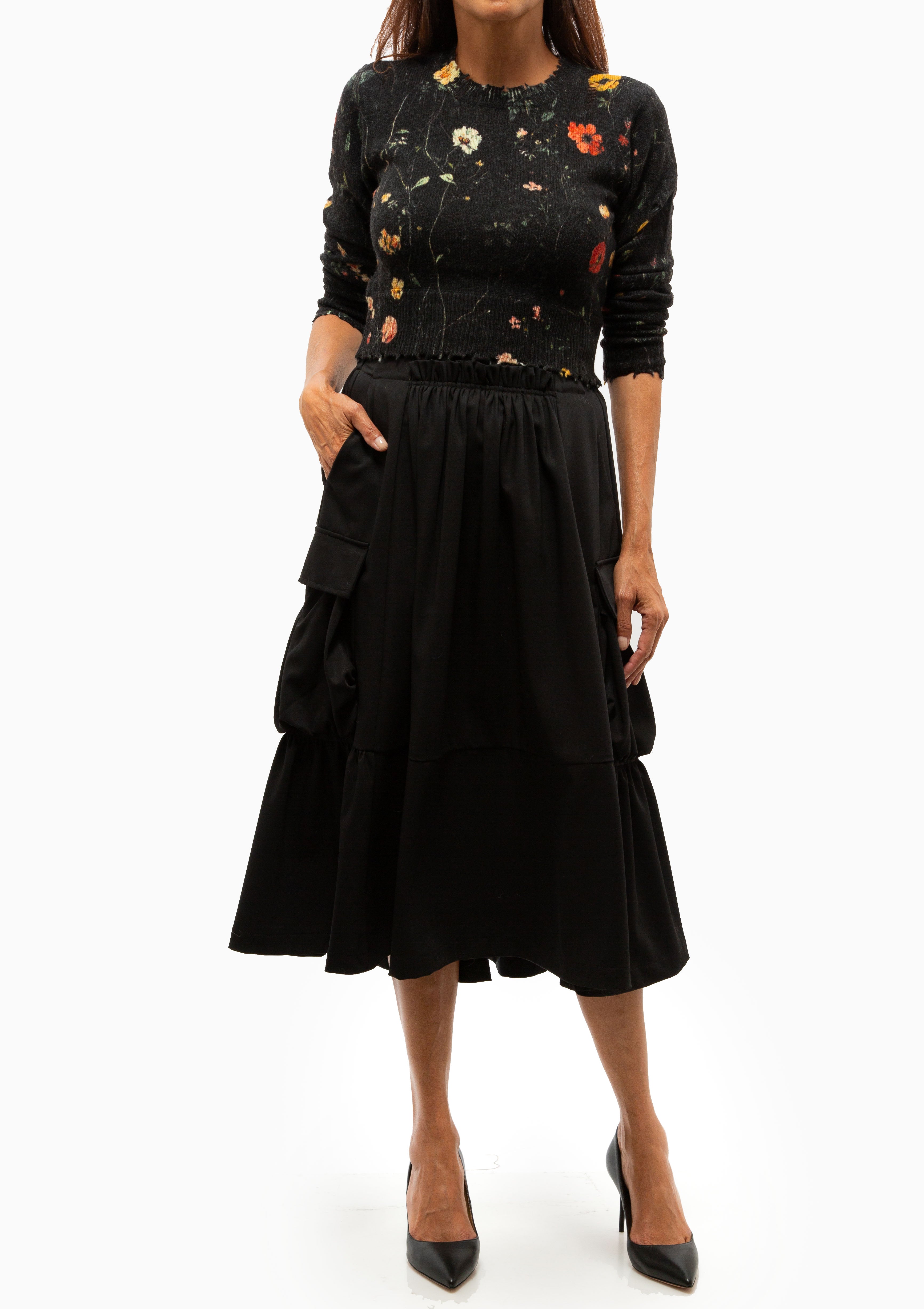 Gathered Cargo Skirt | Black
