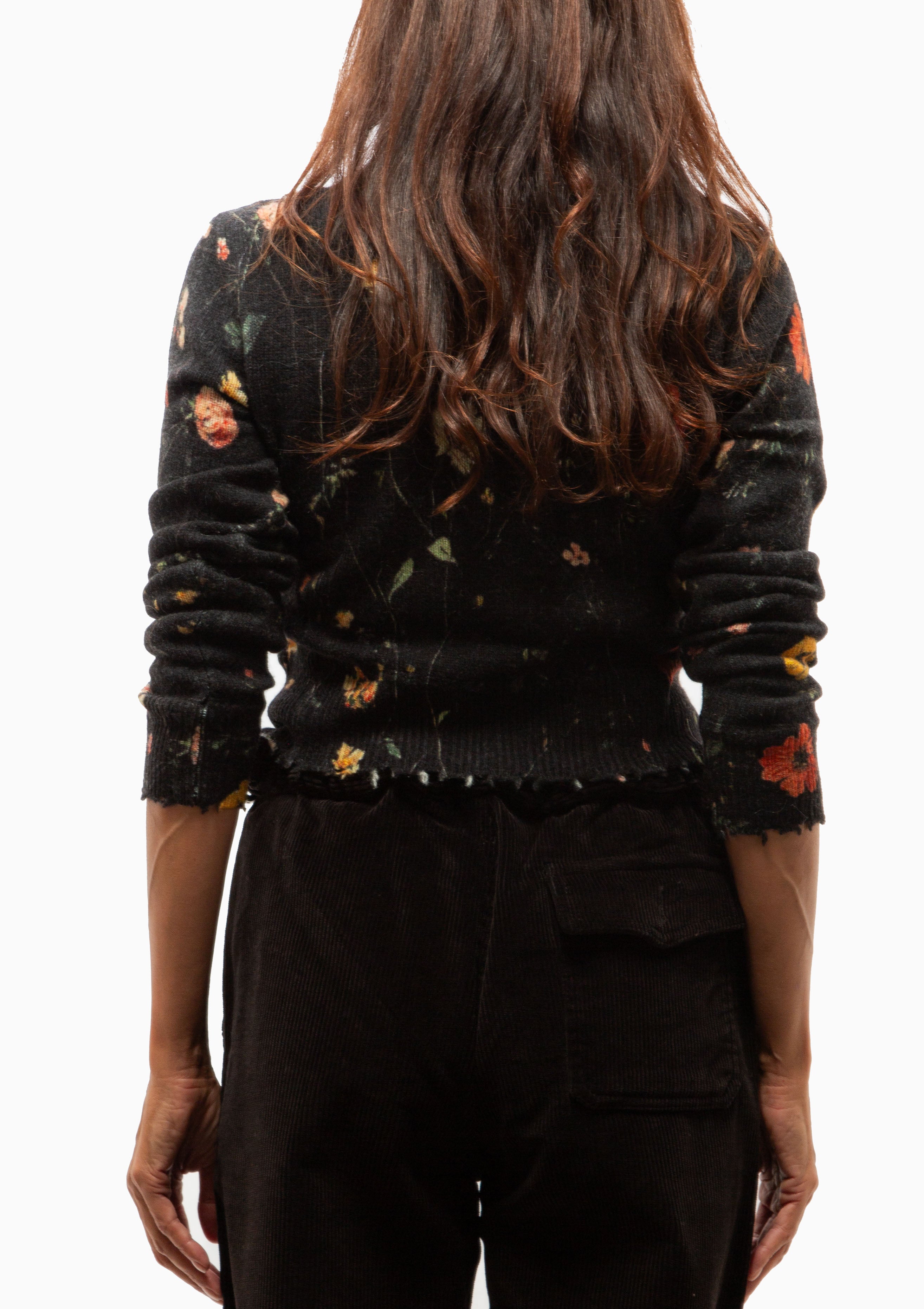 Printed Baby Crewneck | Floral On Black