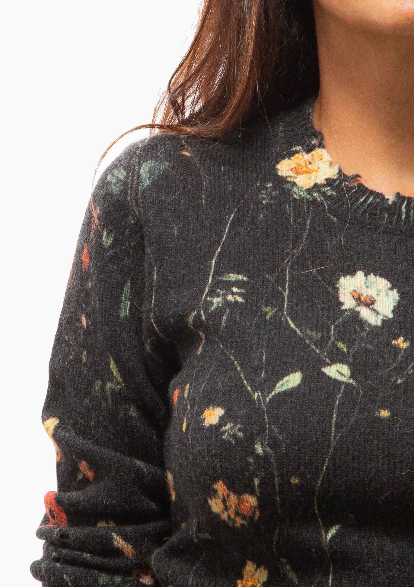 Printed Baby Crewneck | Floral On Black