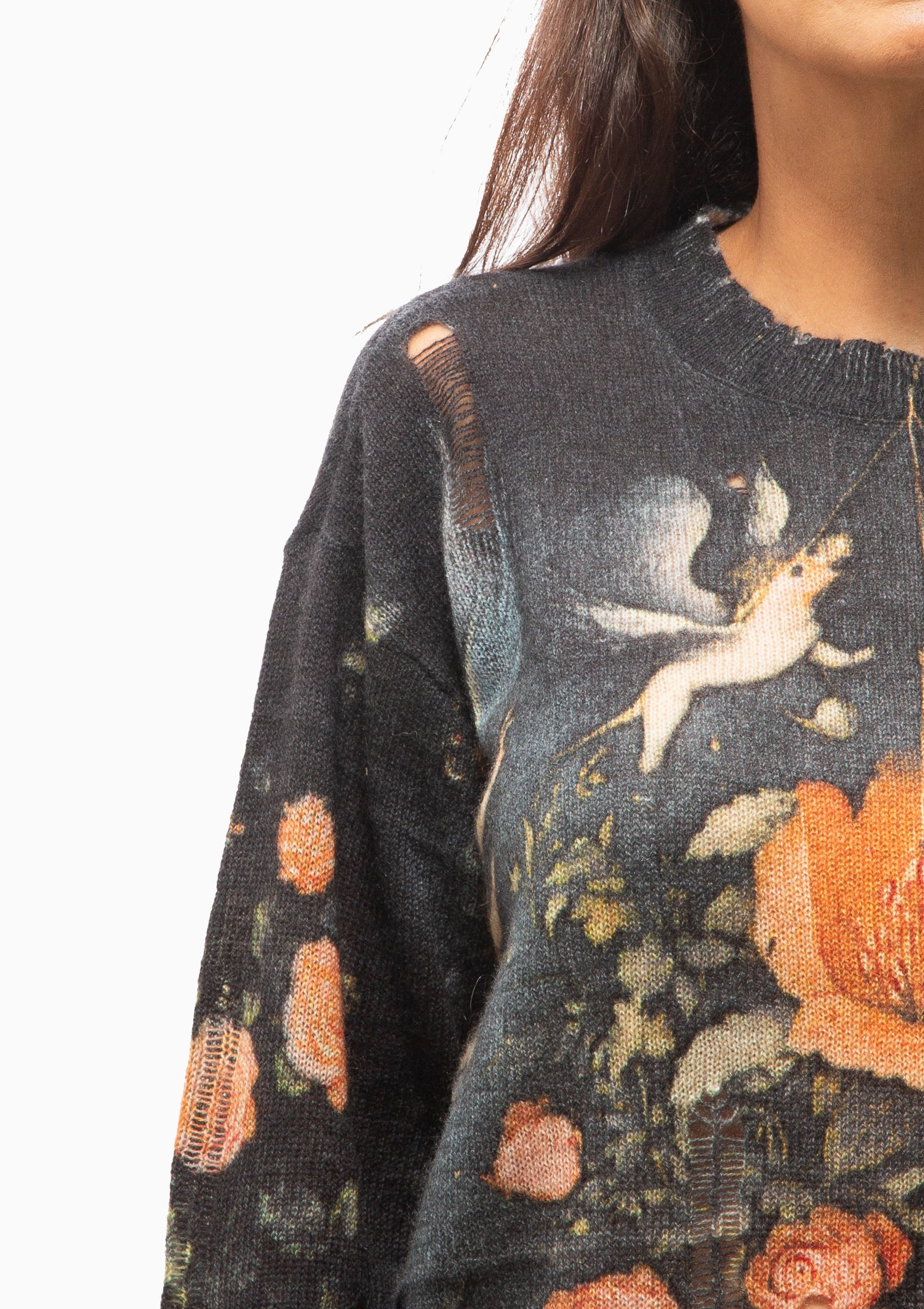 Printed Boyfriend Sweater | Multicolor Black