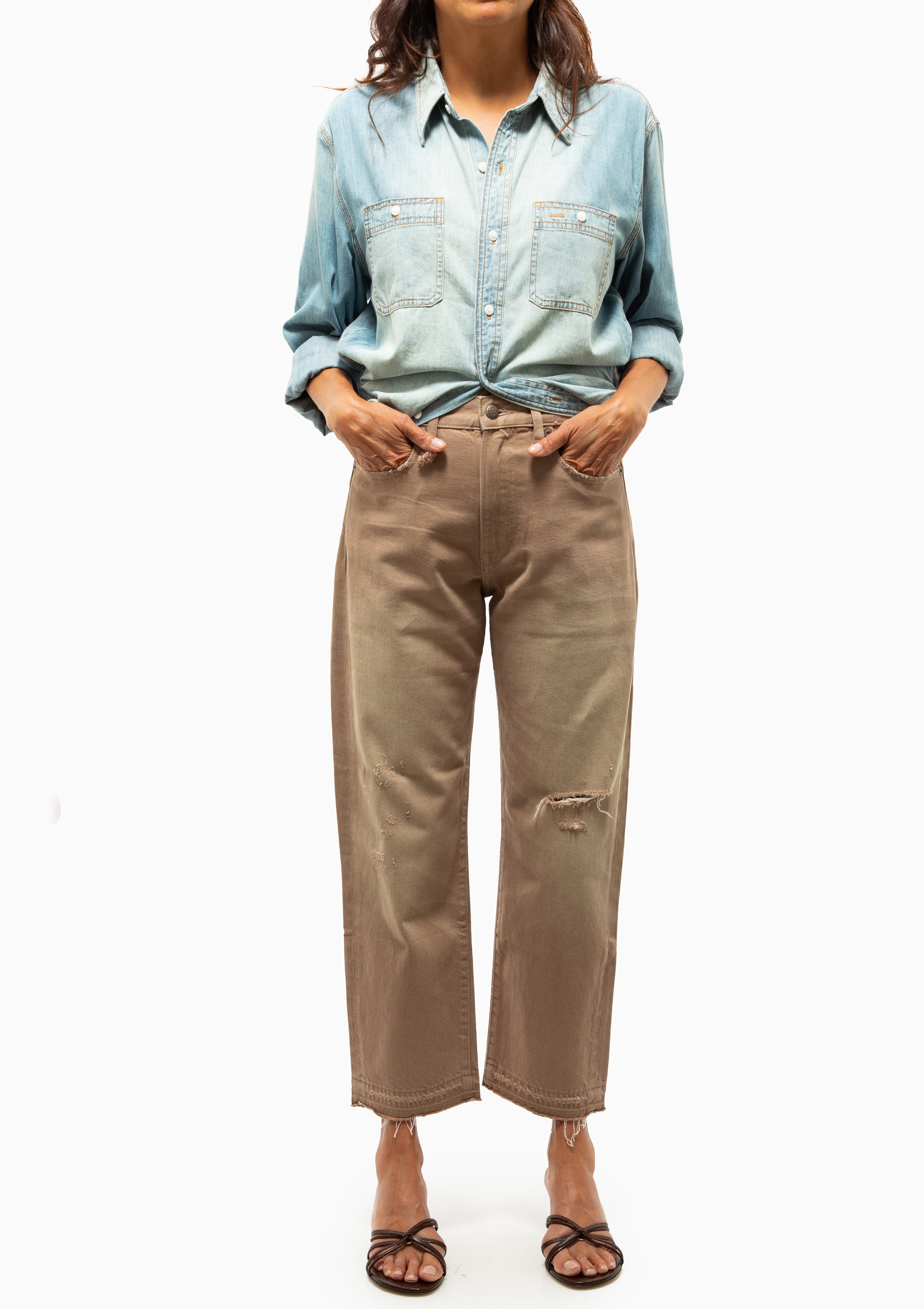 Wrap Around Denim Work Shirt | River Blue