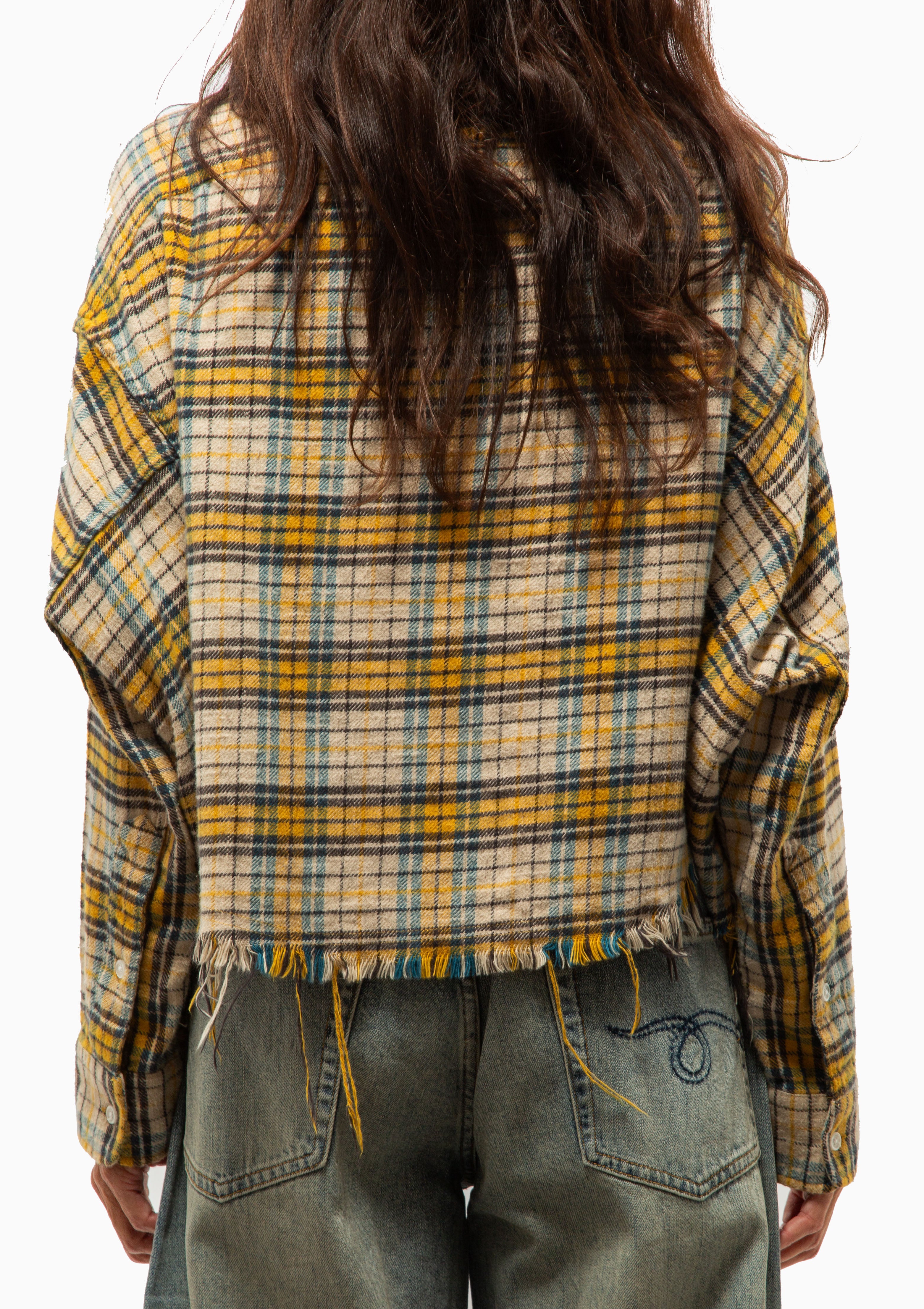Cropped Work Shirt | Yellow Plaid