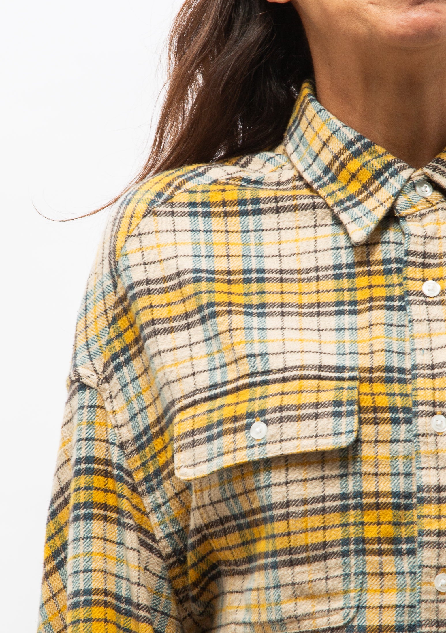 Cropped Work Shirt | Yellow Plaid