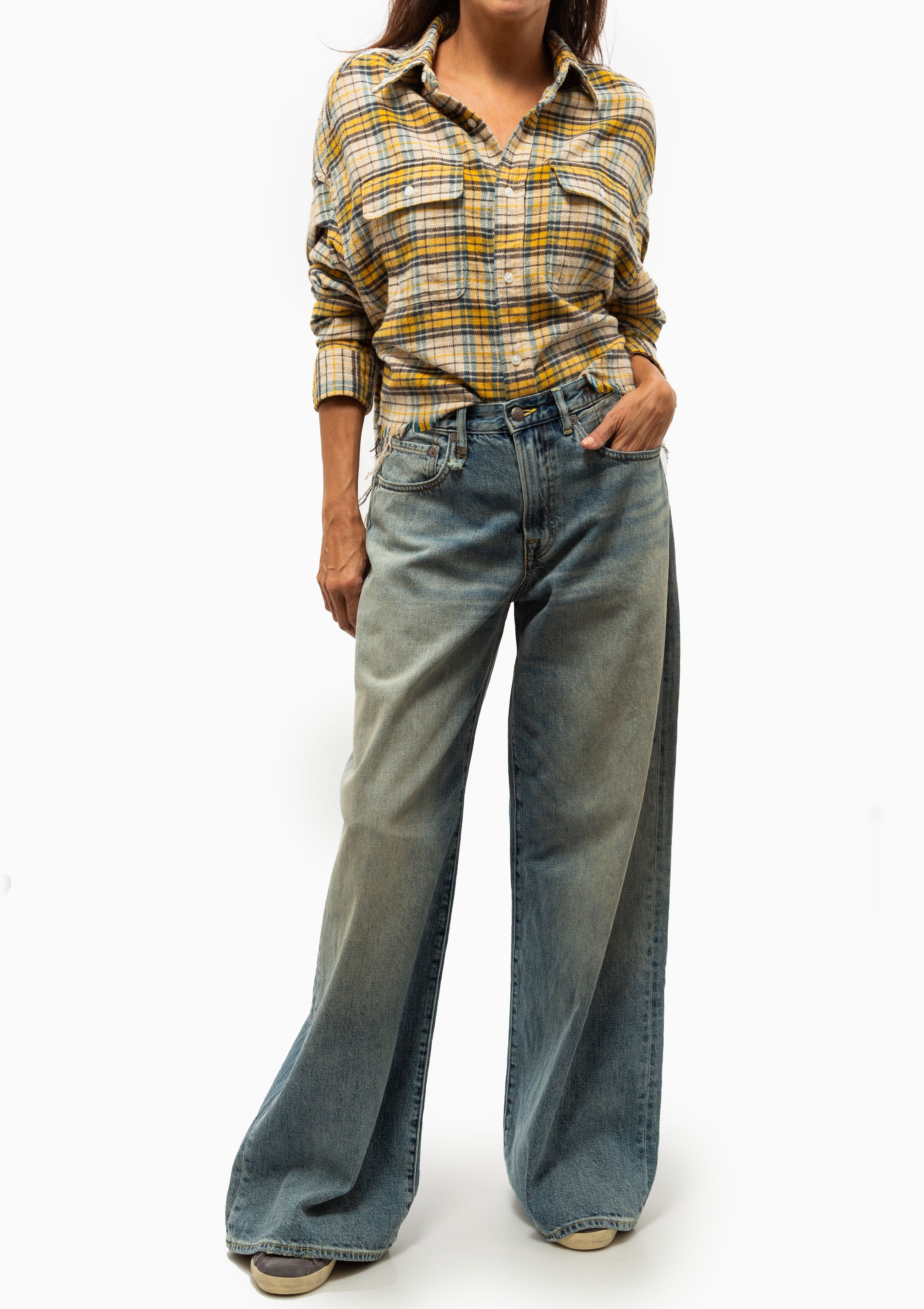 Cropped Work Shirt | Yellow Plaid
