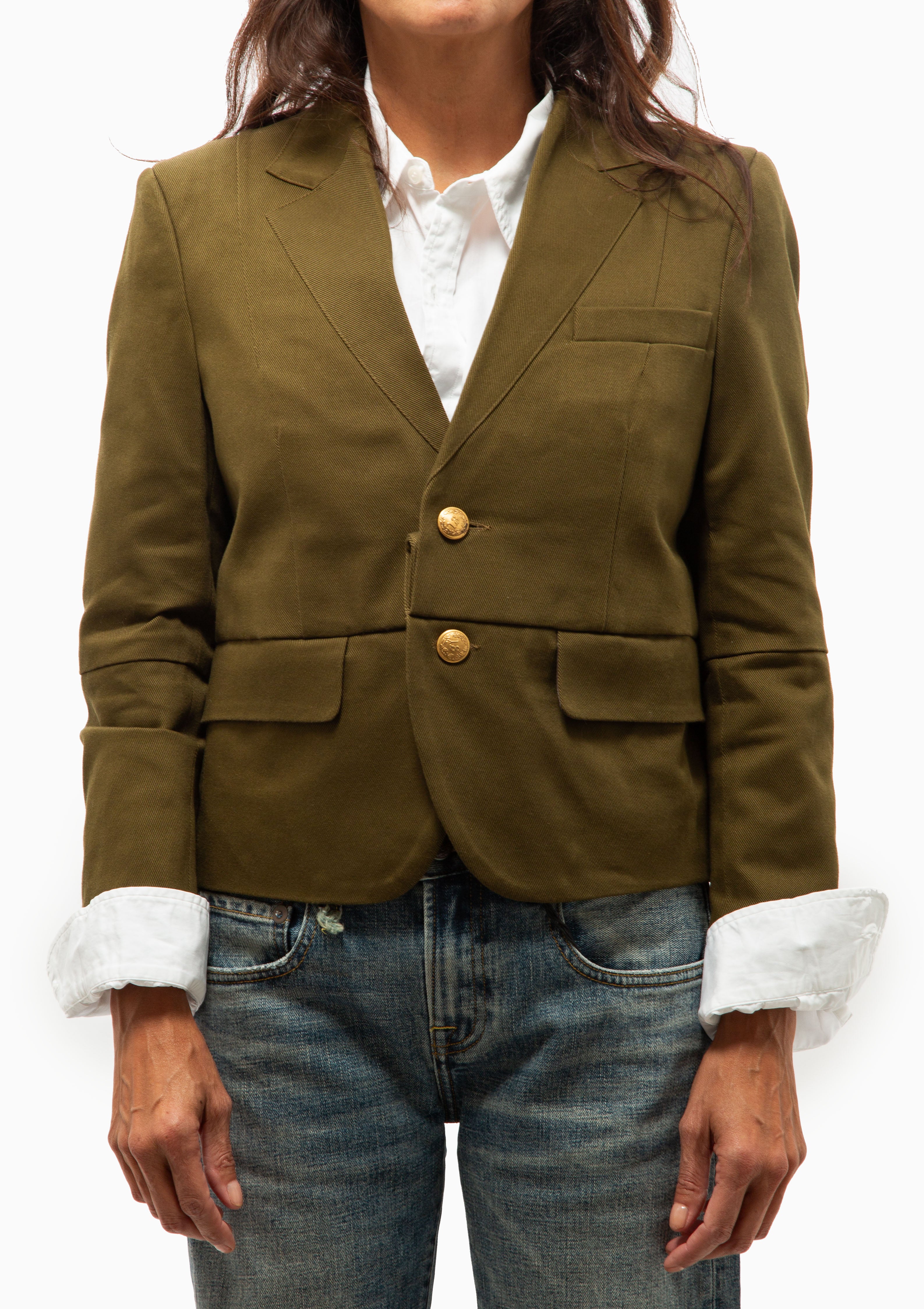 Pleated Boyfriend Blazer | Olive Green