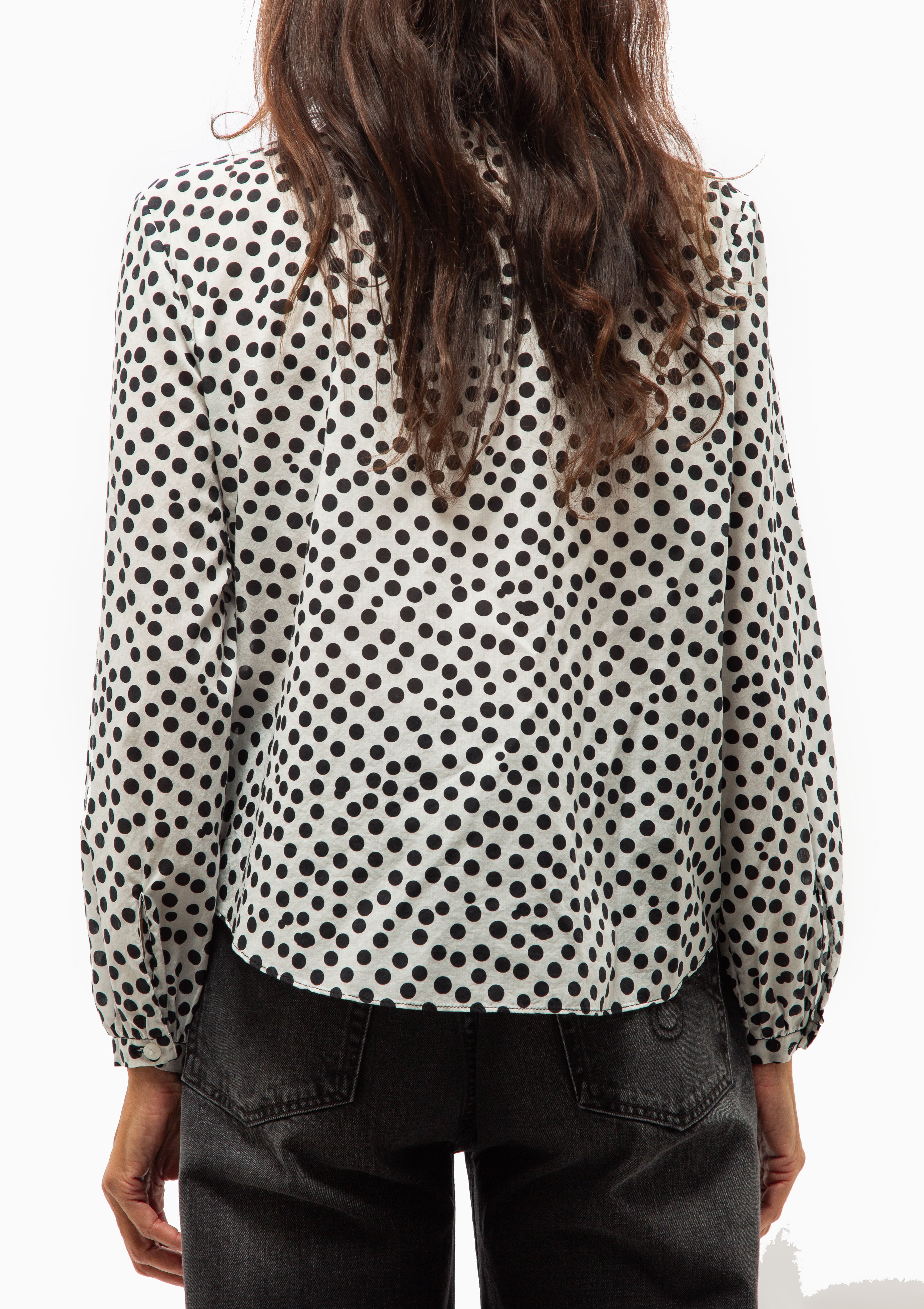 Ruffle Blouse | White/Allover Polka Dot
