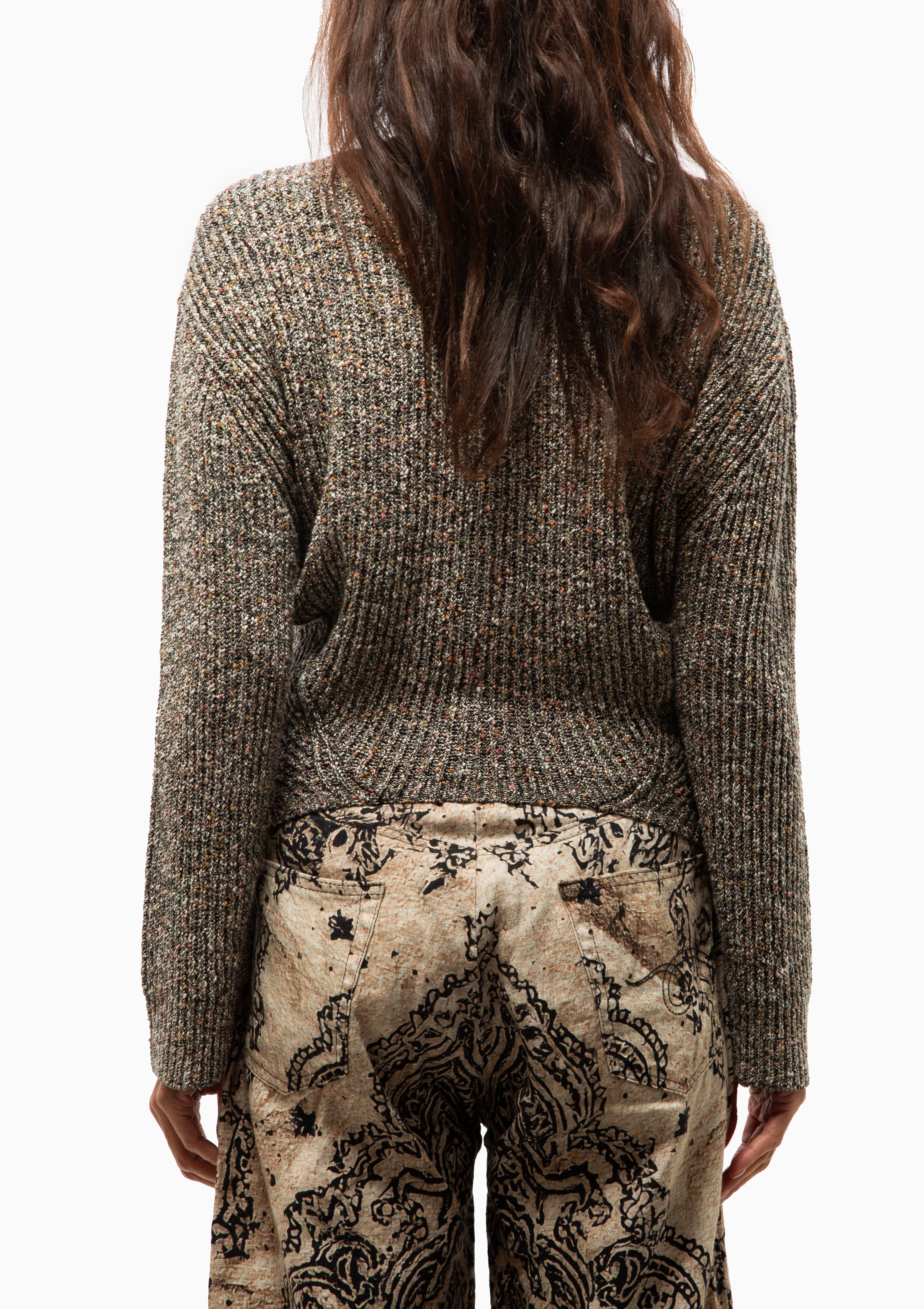 Split Hem Ribbed Cardigan | Grey Multi