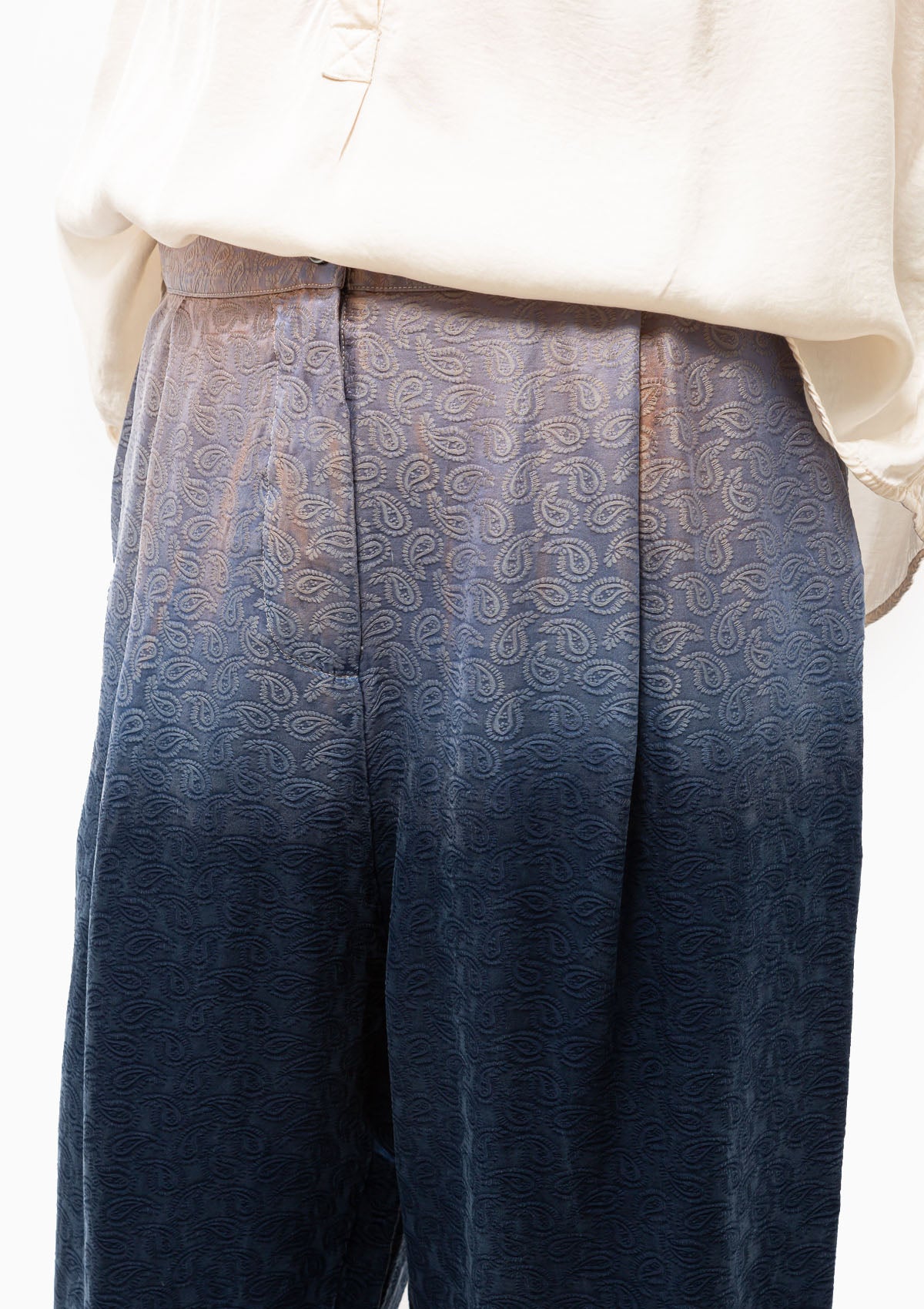 Silk Jacquard Bianca Pant | Moss Indigo