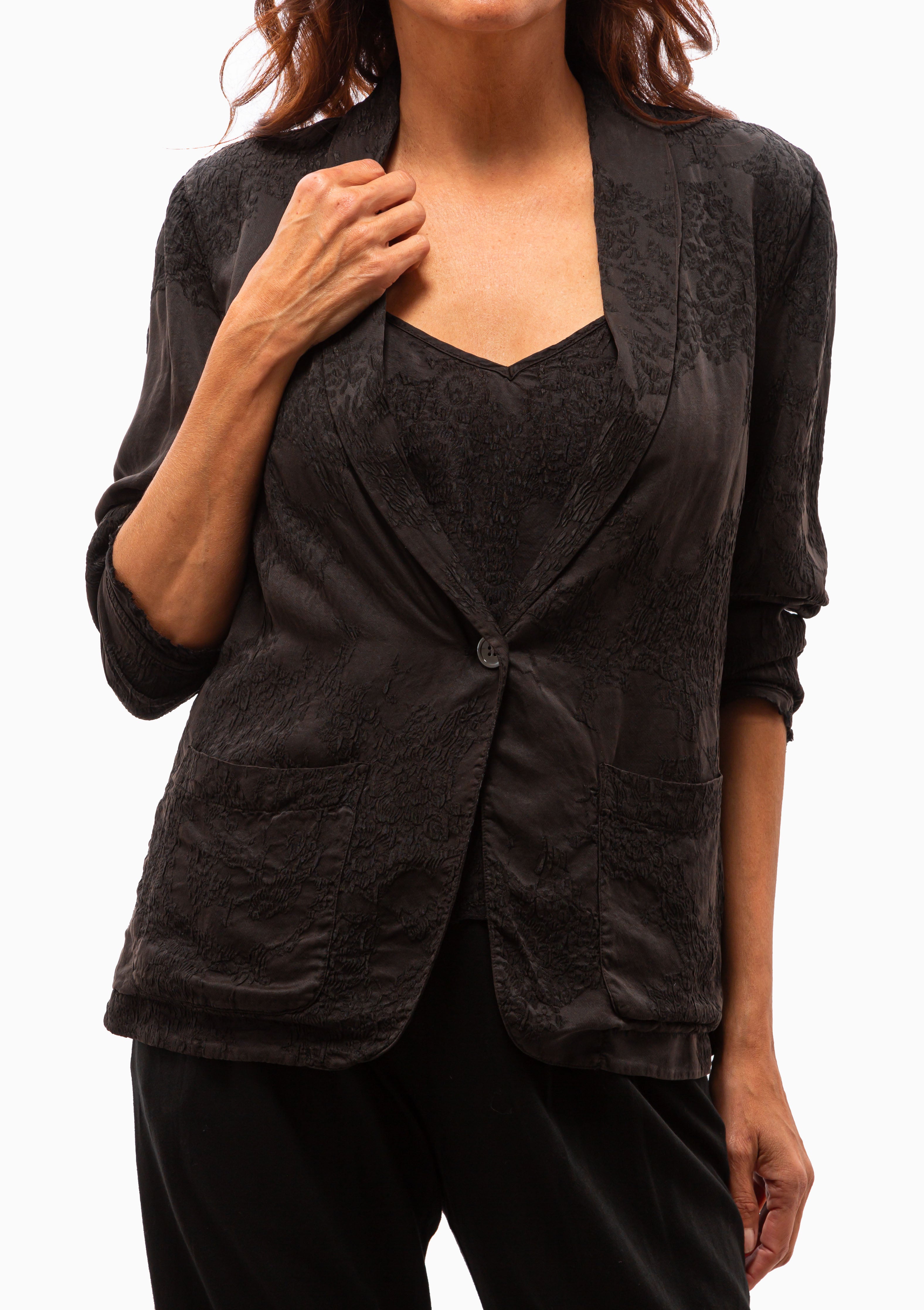 Silk Jacquard Jai Jacket | Black