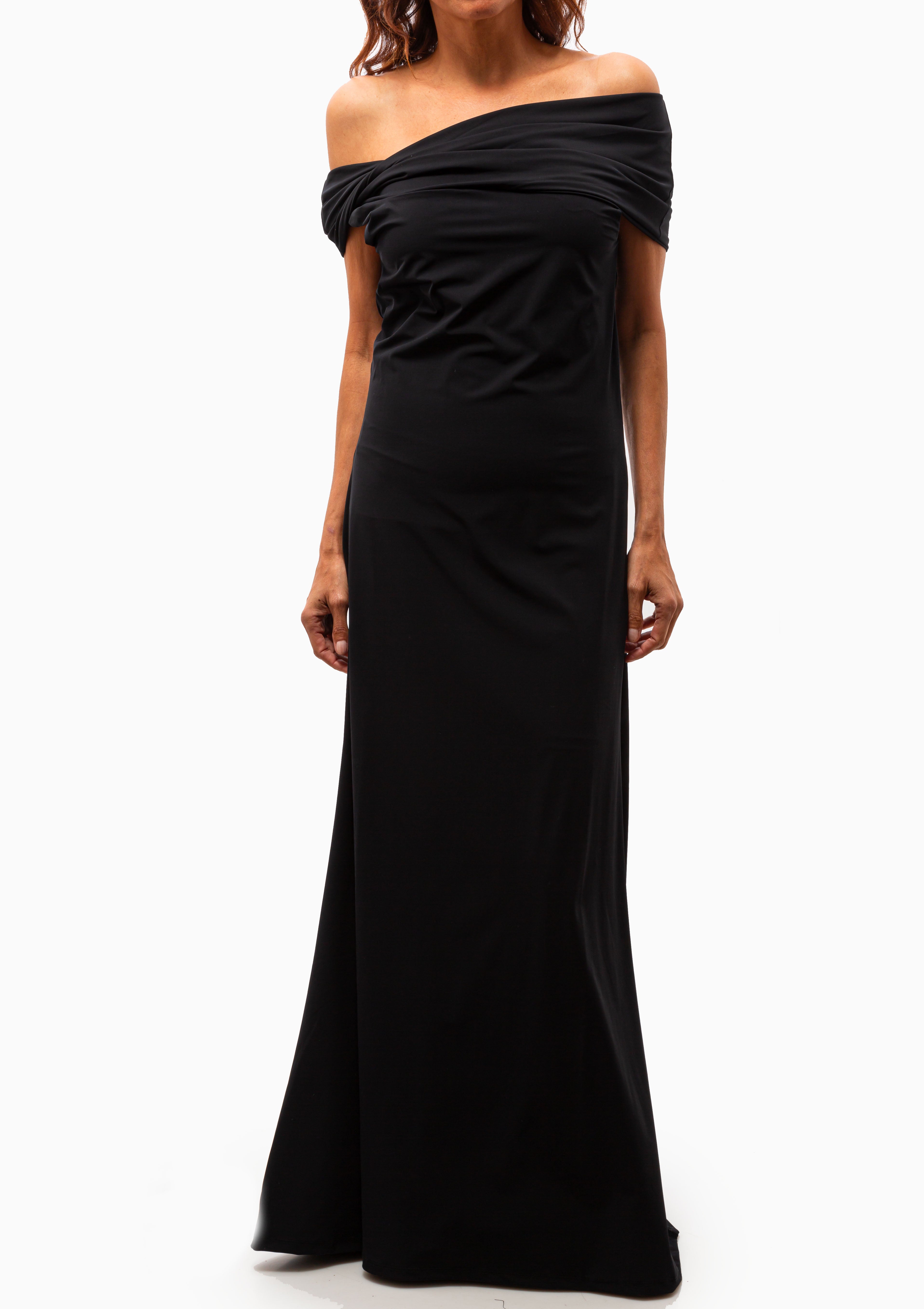 Asymmetrical Off Shoulder Dress | Noir