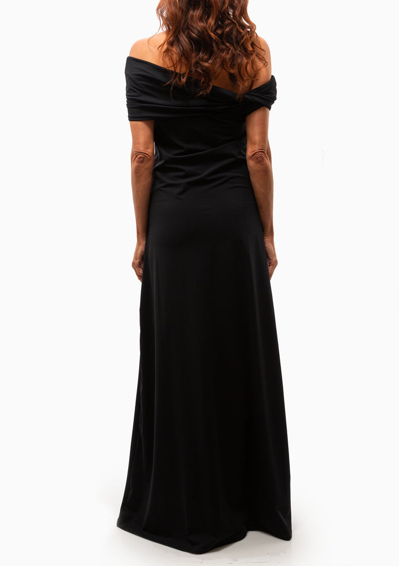 Asymmetrical Off Shoulder Dress | Noir