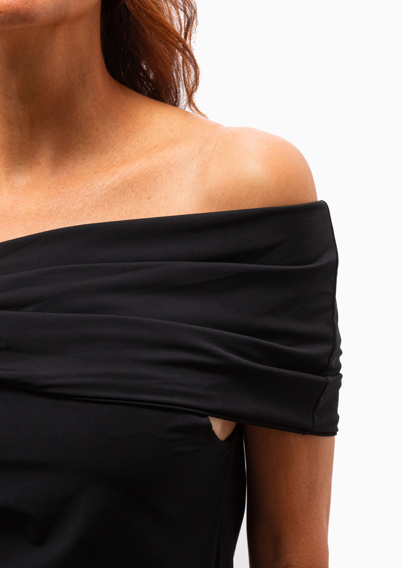 Asymmetrical Off Shoulder Dress | Noir