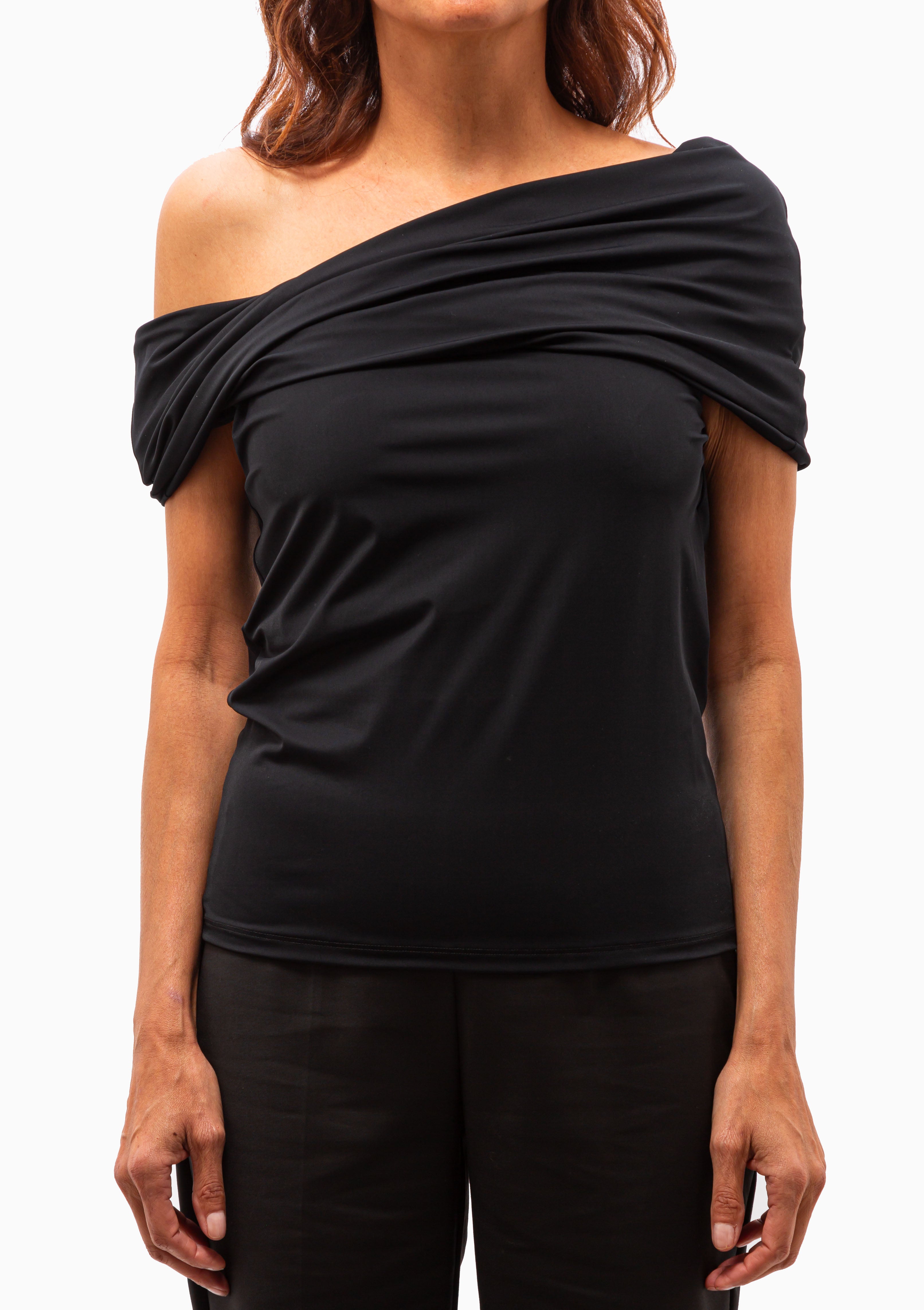 Asymmetrical Off Shoulder Top | Noir