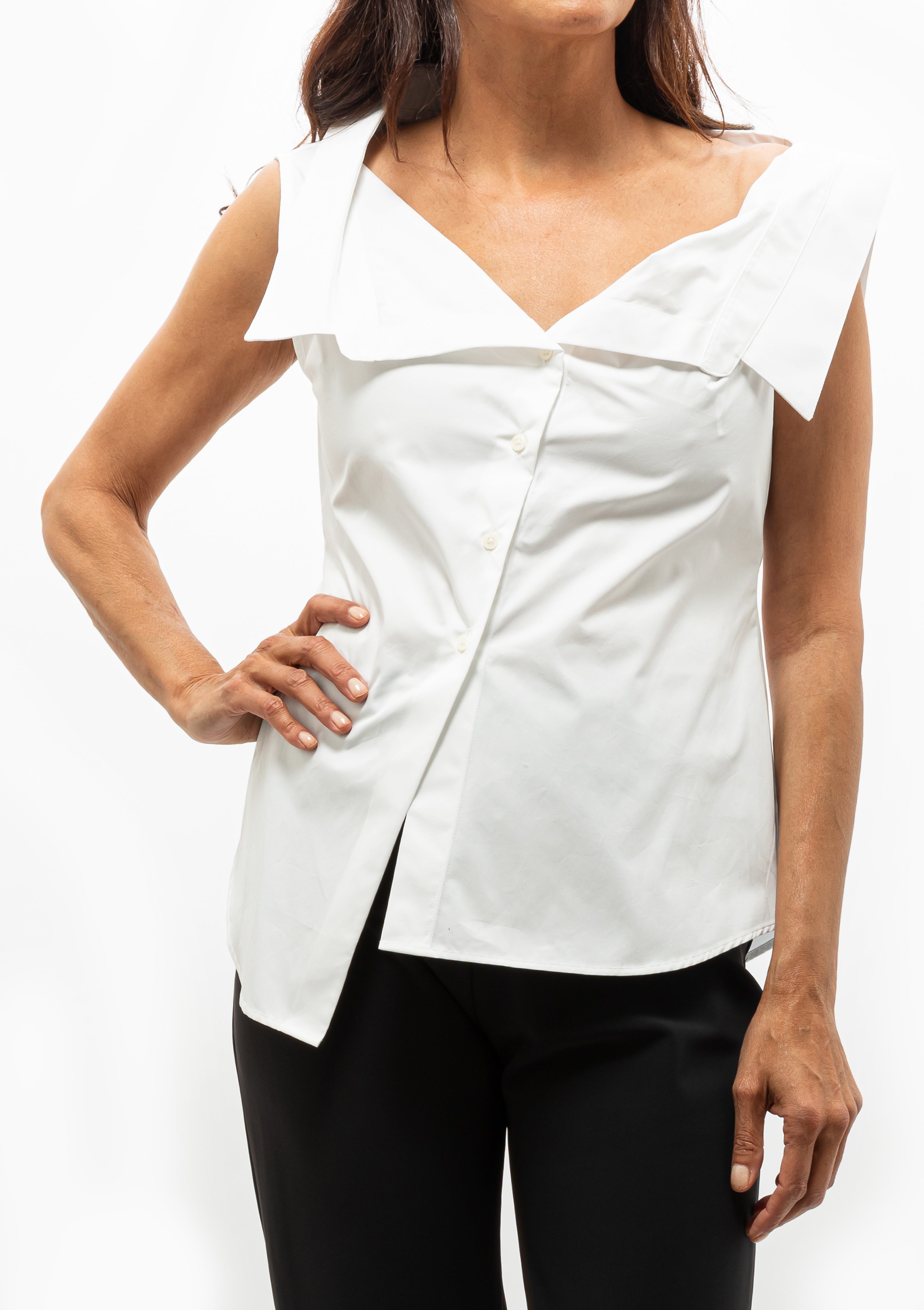 Deconstructed Off-Shoulder Top | Optic White