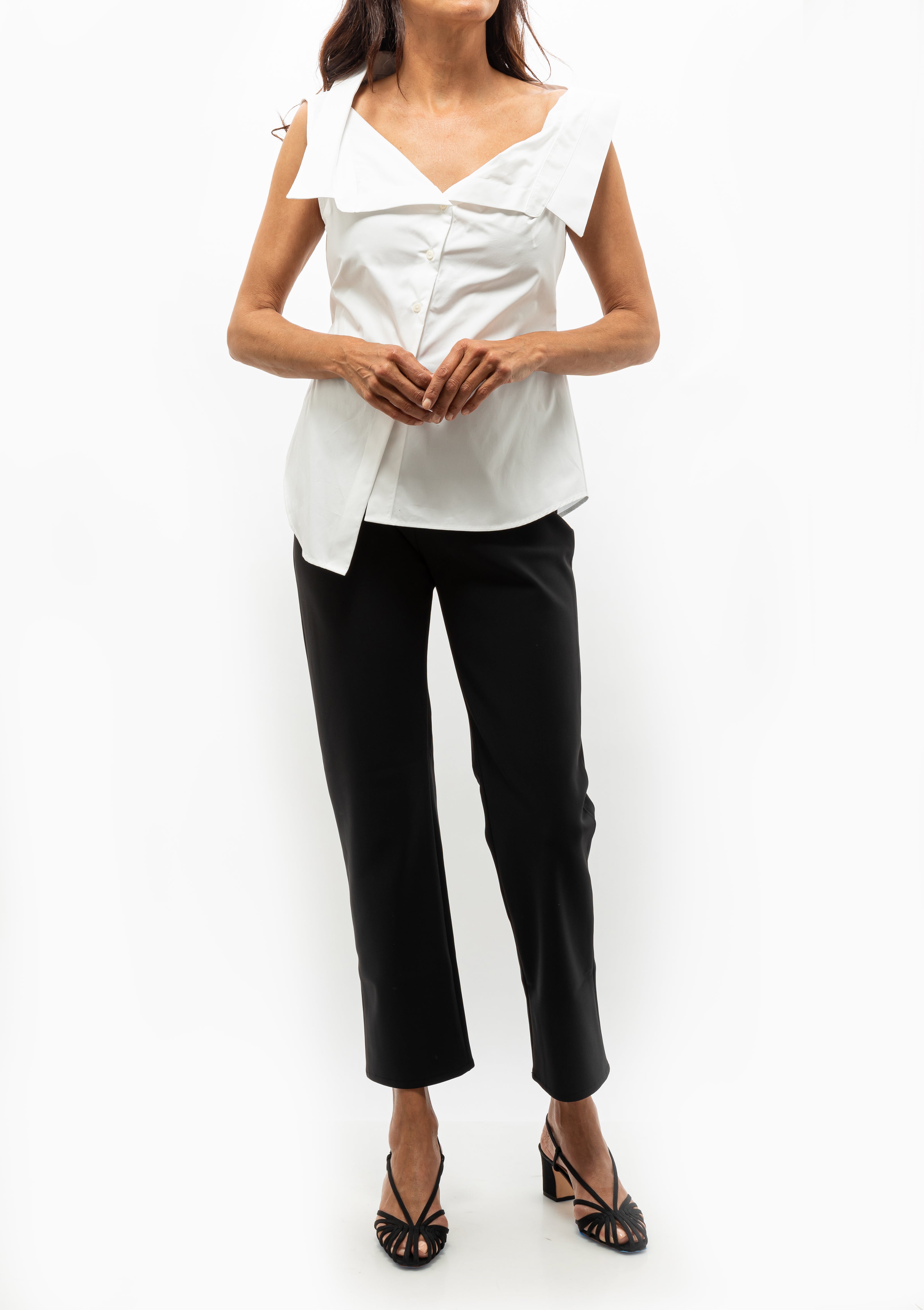 Deconstructed Off-Shoulder Top | Optic White