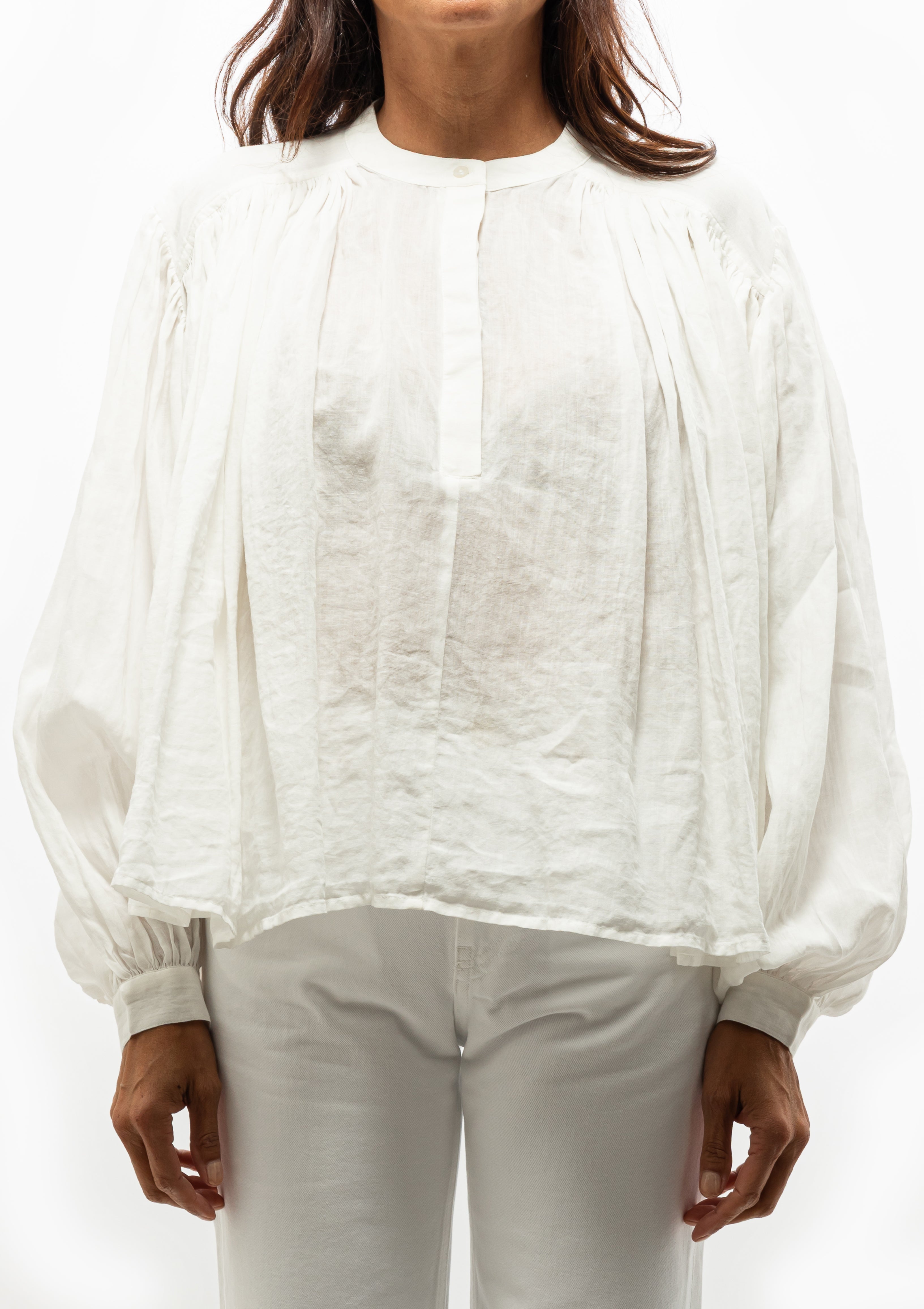 Pleated Ramie Top | Optic White