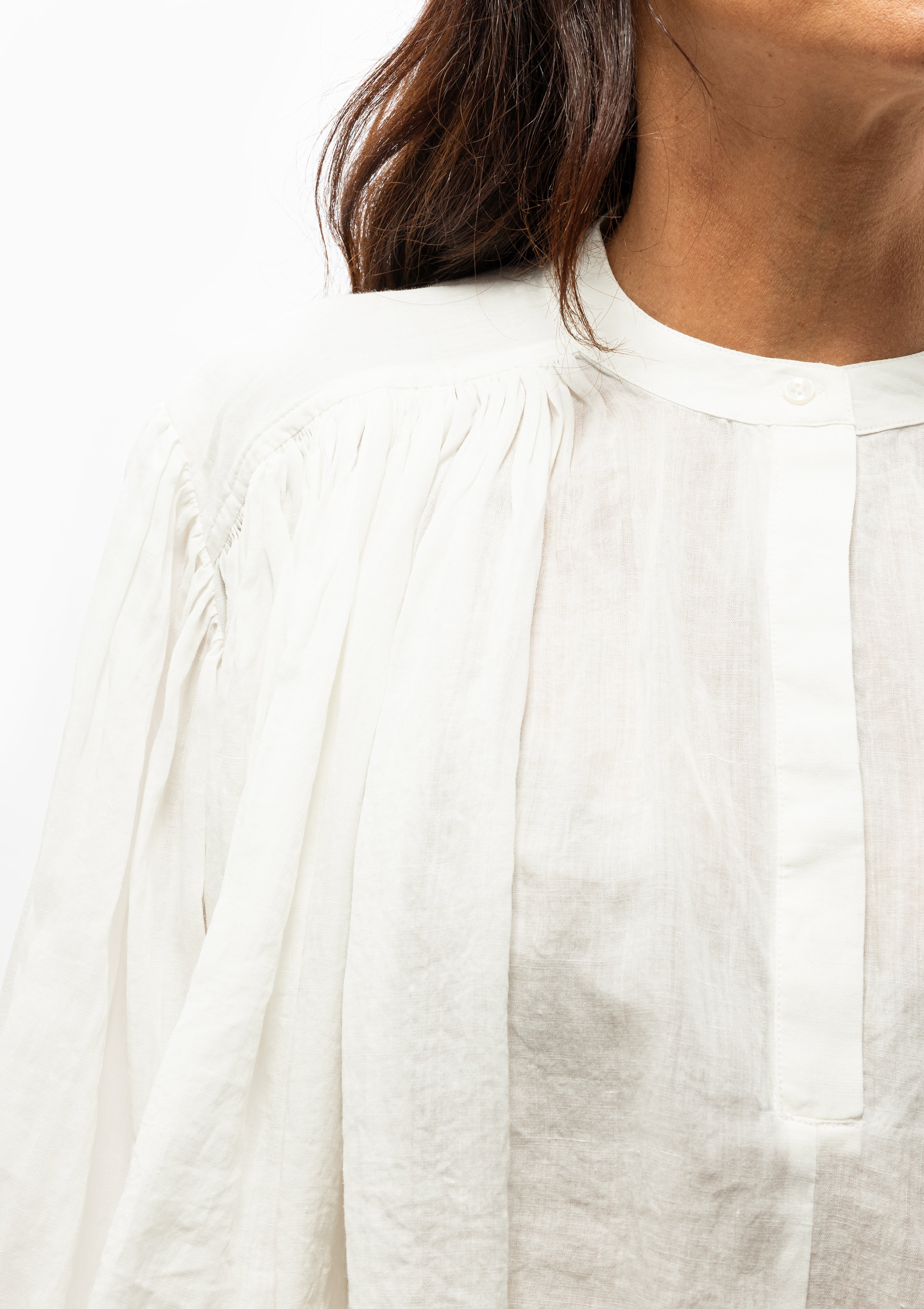 Pleated Ramie Top | Optic White