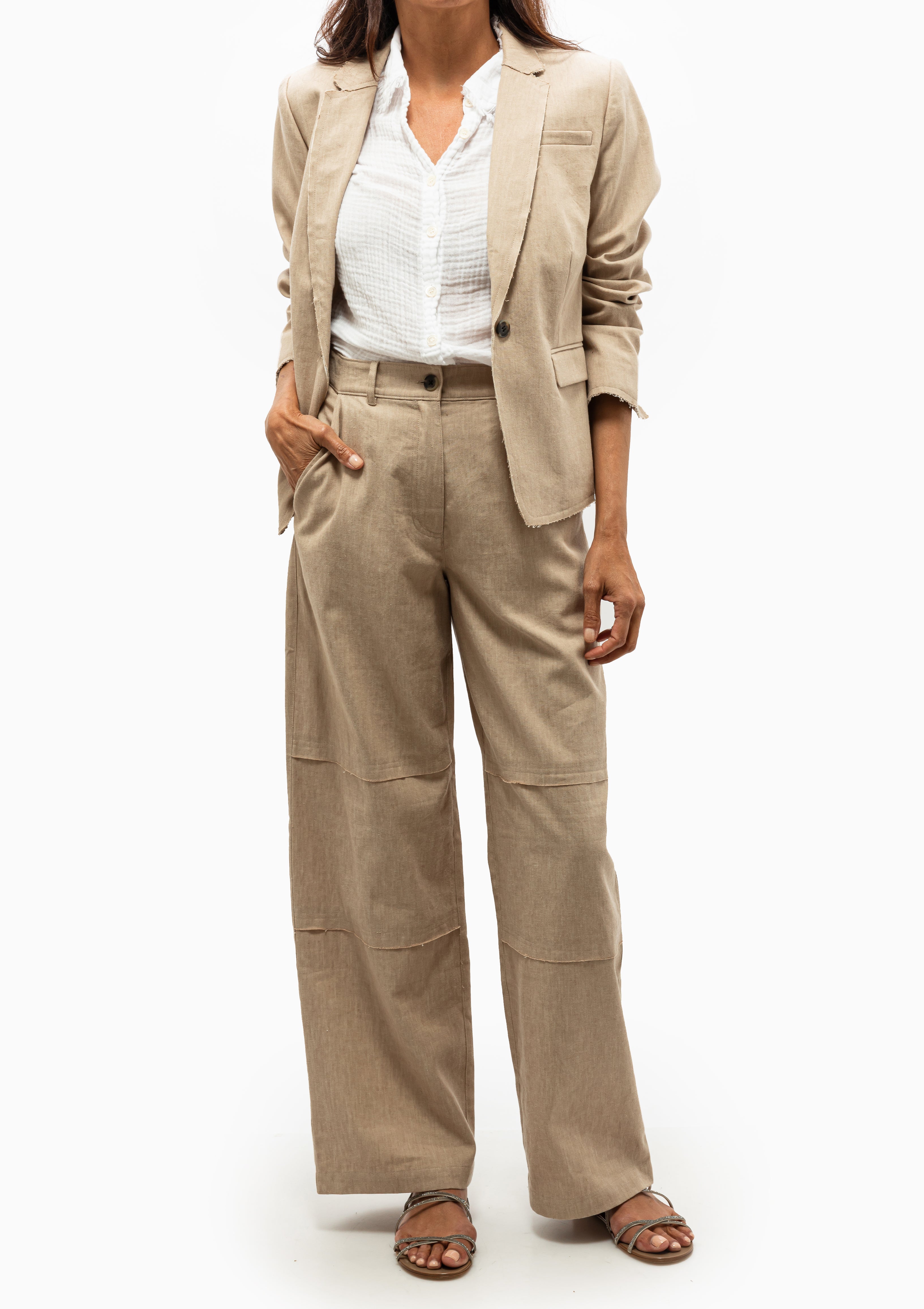 Cotton Linen Pico Blazer | Wheat