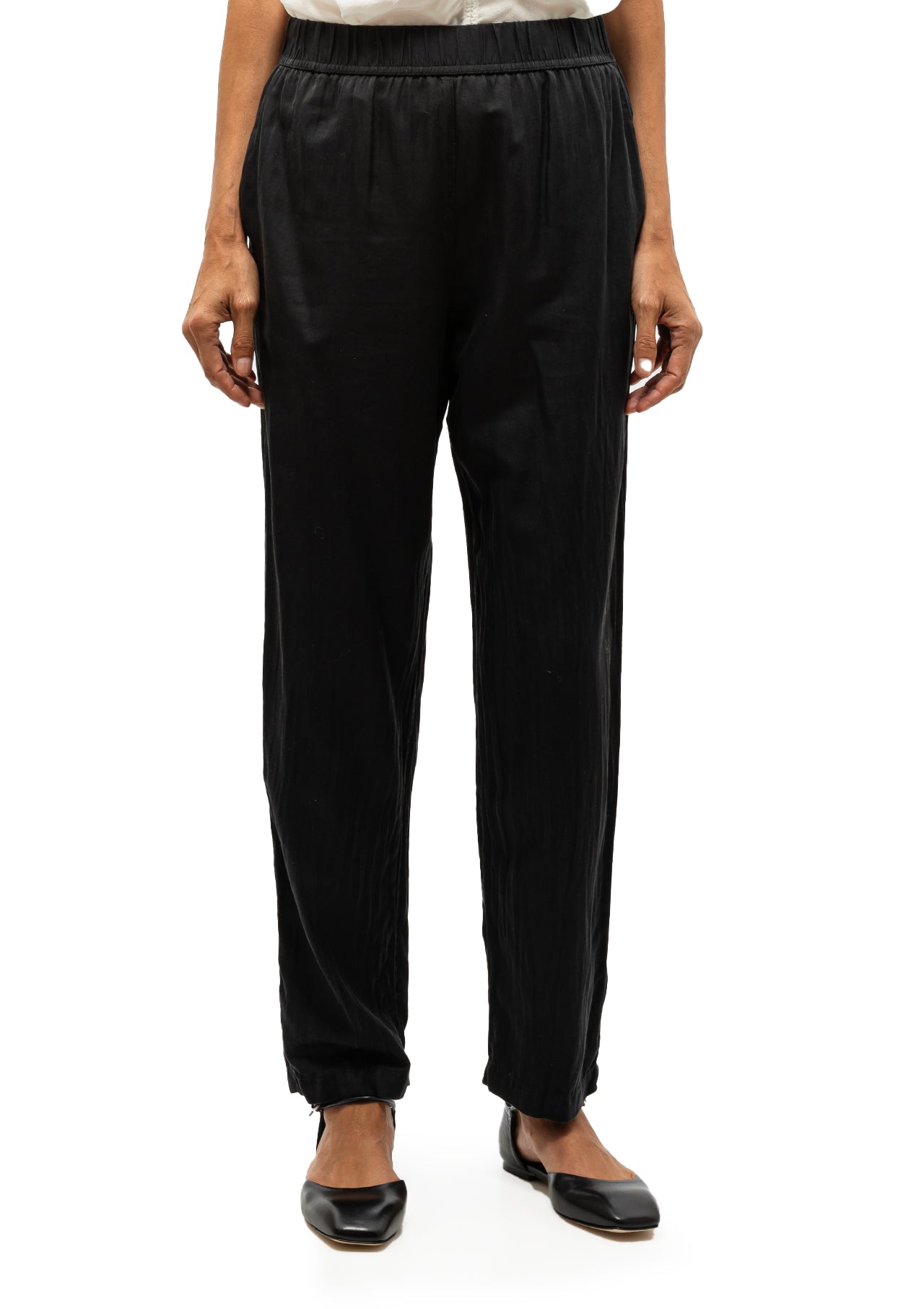 Solid Silk Fez Pant | Black